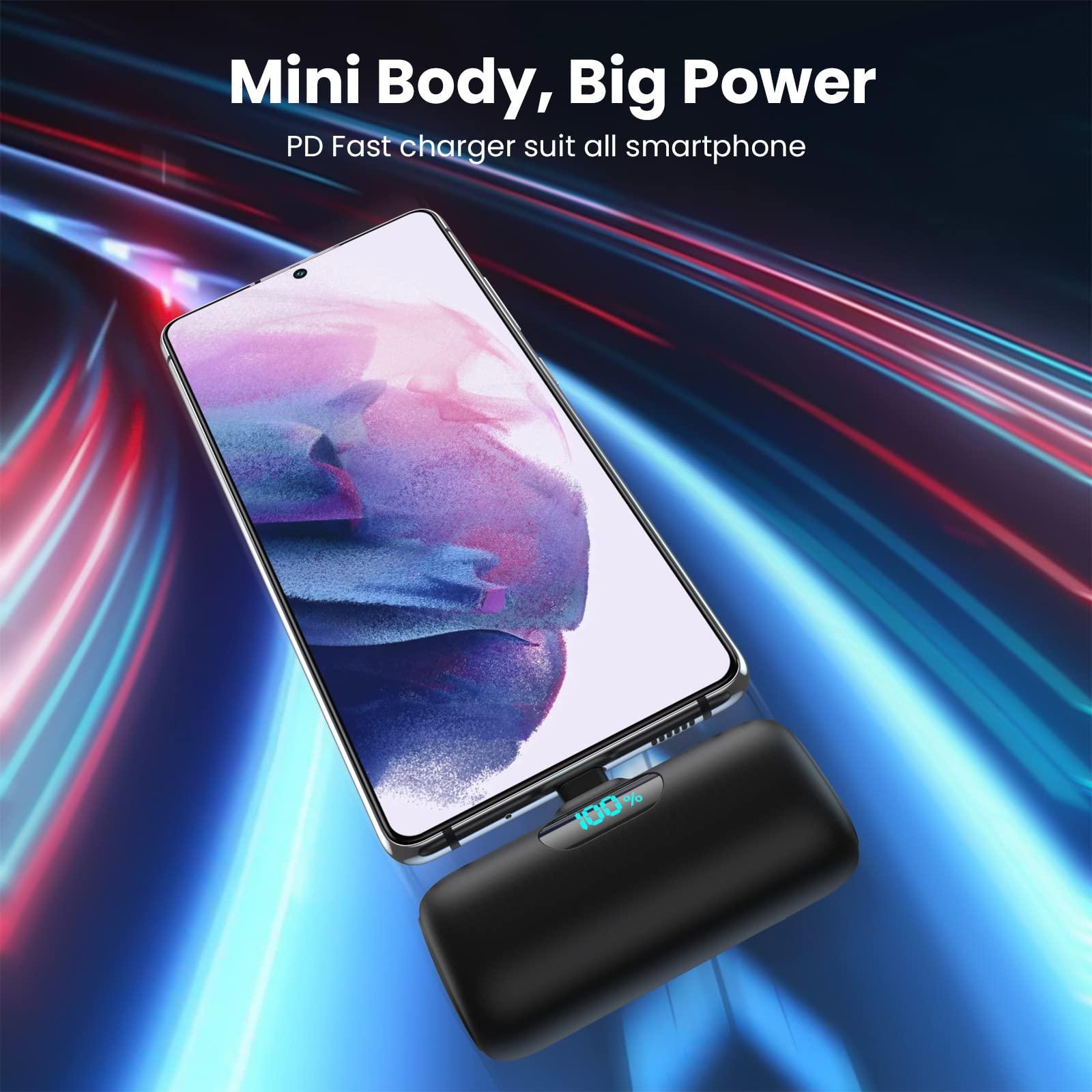 Mini Portable Charger 5000mAh Power Bank,15W PD USB C Cell Phone Portable Power,LCD Display Battery Pack Compatible With iPhone 16/15/15 Plus/15 Pro/15 Pro Max/Android/Samsung/Moto/LG(Type-C Only) - Image 3