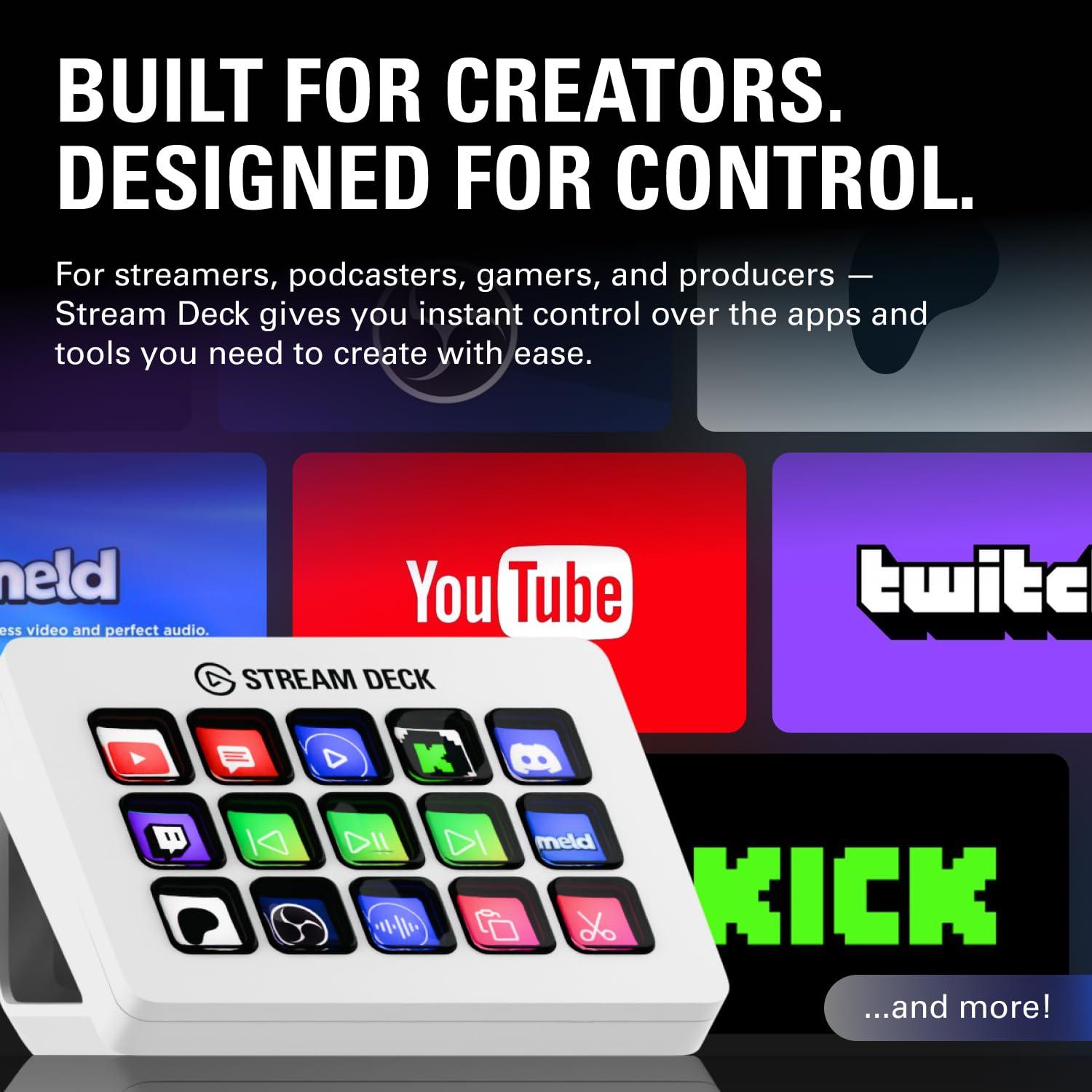 Elgato Stream Deck MK.2 White – Studio Controller, 15 macro keys, trigger actions in apps and software like OBS, Twitch, ​YouTube and more, works with Mac and PC - Image 2