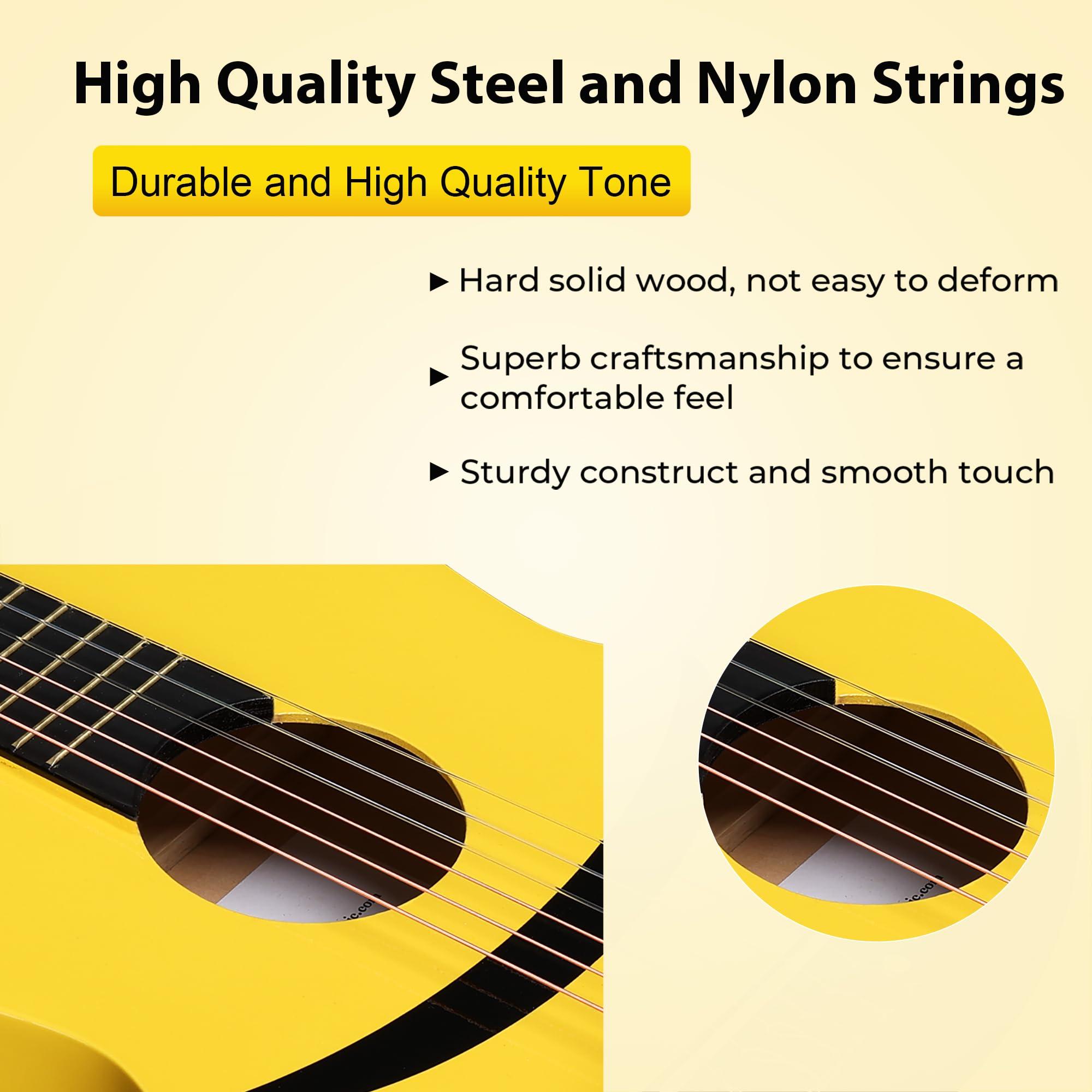 ADM Beginner Acoustic Classical Guitar Nylon Strings Wooden Guitar Bundle Kit for Kid Boy Girl Student Youth Guitarra Online Lessons with Starter Accessories (30 Inch, Honey Bee) - Image 8