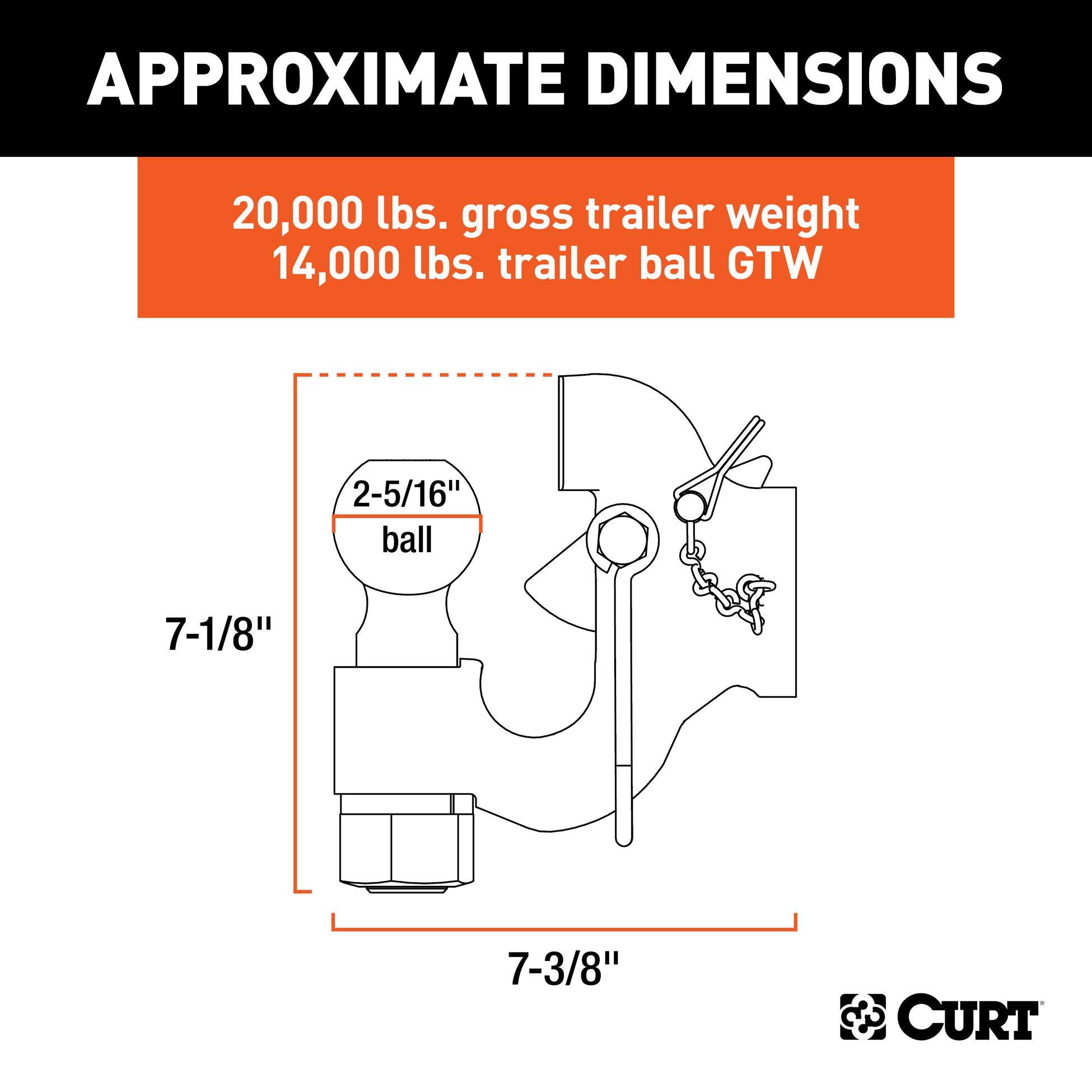 CURT 48410 SecureLatch 2-5/16-Inch Ball and Pintle Hitch Hook Combination, 20,000 Pounds, Mount Required - Image 2
