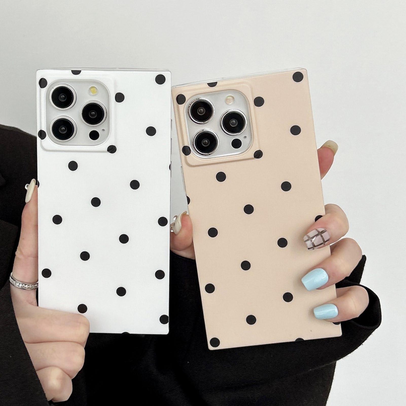 Polka Dots Matte Rectangle Phone Case Compatible with iPhone 16 Pro Max Cute Retro Vintage Boho Stylish Design Slim Protective Girly Cover(i16promax 6.9",Nude Almond) - Image 2