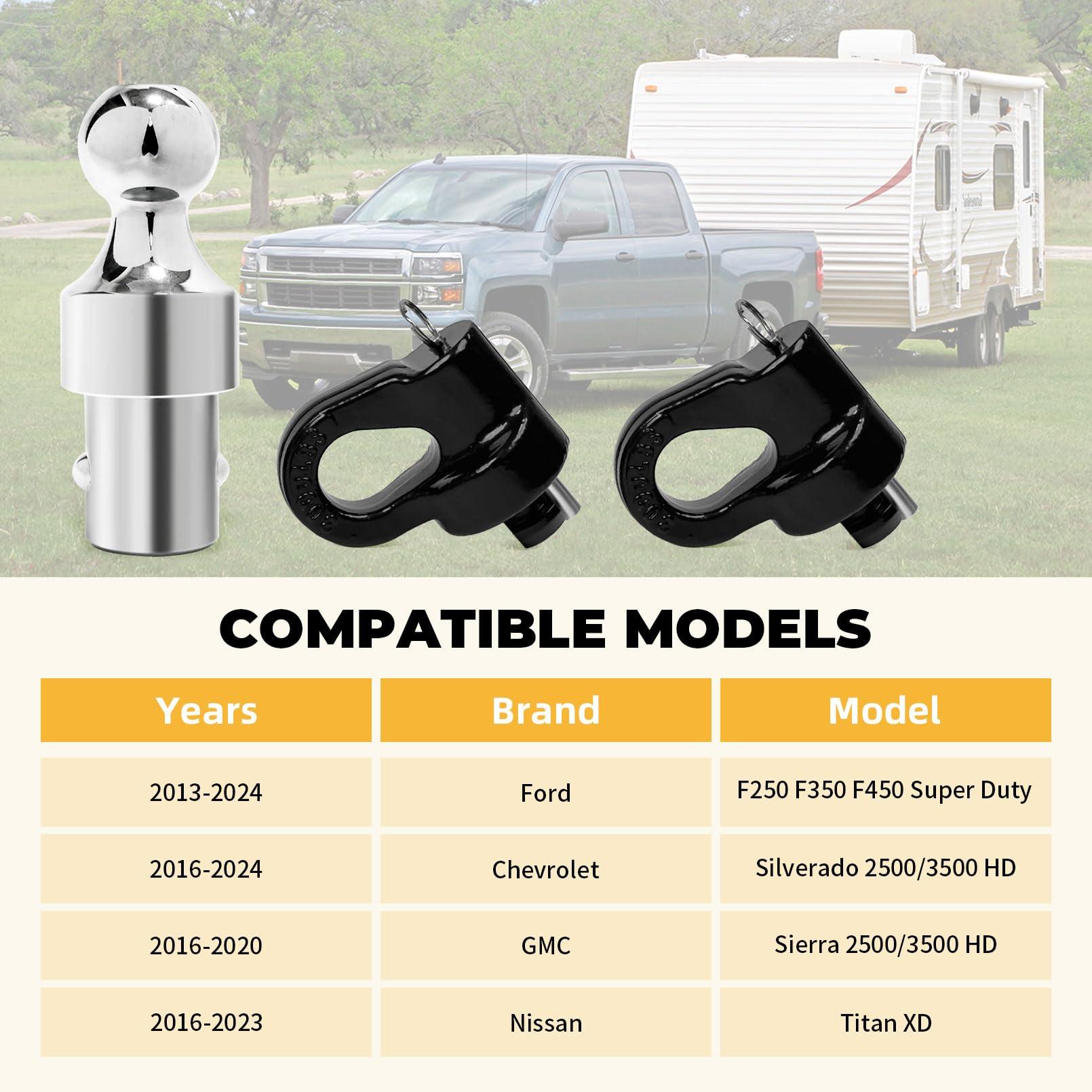Grandroad auto 60692 Puck System Gooseneck Hitch Ball Kit, 2-5/16“ 38,000 Lbs GTW Ball Compatible with 2013-2024 Ford F250 F350 F450, 2016-2024 Chevrolet Silverado, GMC Sierra & Nissan Titan XD - Image 3