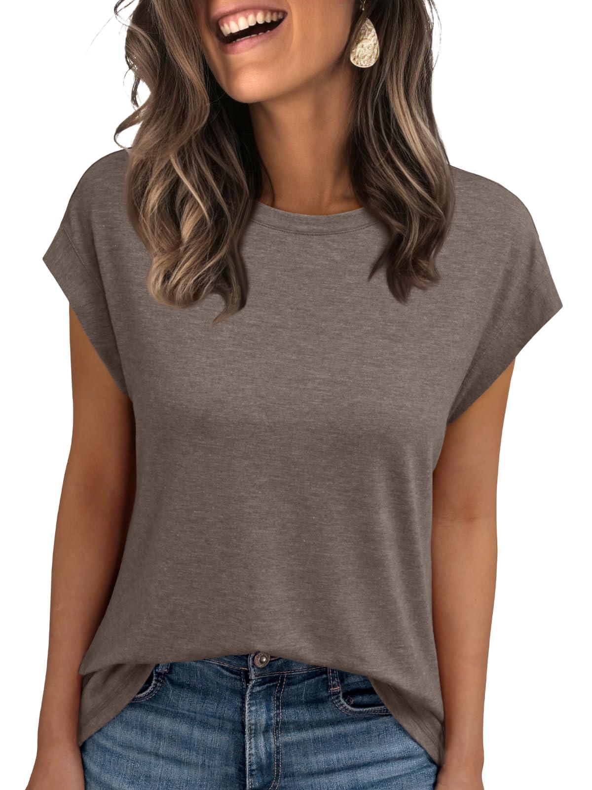 AUTOMET Womens Cap Sleeve Summer Tops Business Casual T Shirts Dressy Spring Fashion Outfits Cute Trendy Clothes 2025