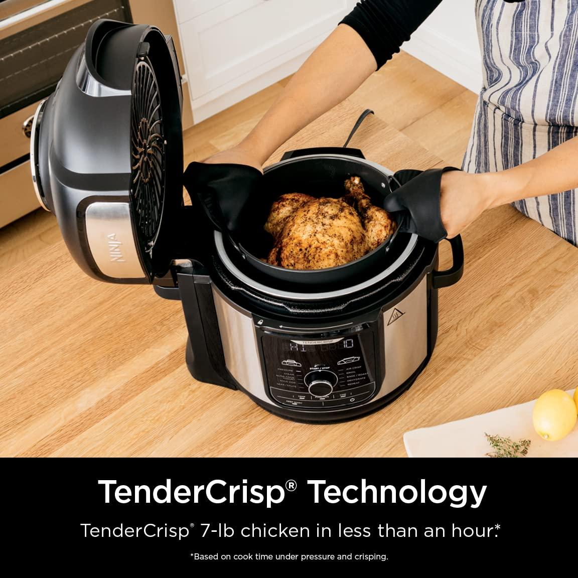 Ninja FD401 LP3 Foodi 12-in-1 Deluxe XL 8 qt. Pressure Cooker & Air Fryer that Steams, Slow Cooks, Sears, Sautés, Dehydrates & More, with 5 qt. Crisper Basket, Reversible Rack & Recipe Book, Silver - Image 6