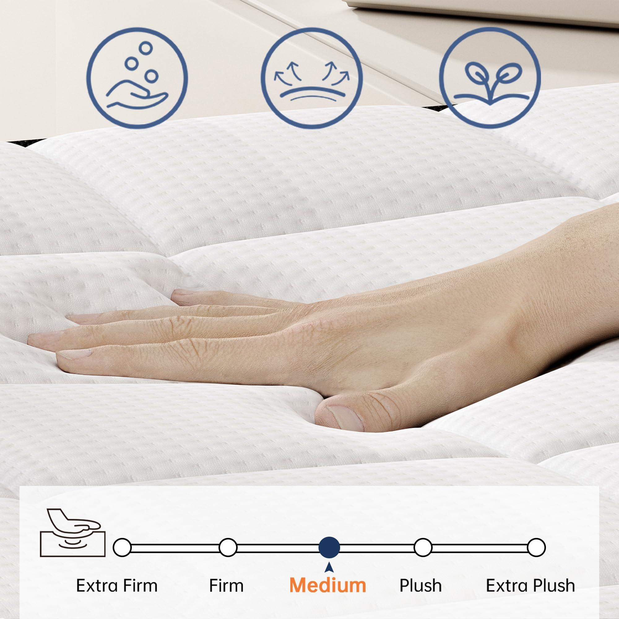 LETMOON King Mattress, 12 Inch Hybrid King Size Mattress, Medium Firm Memory Foam and Pocket Springs, 3 Coils Strong Edge Support, Pressure Relief, Bed in Box - Image 4