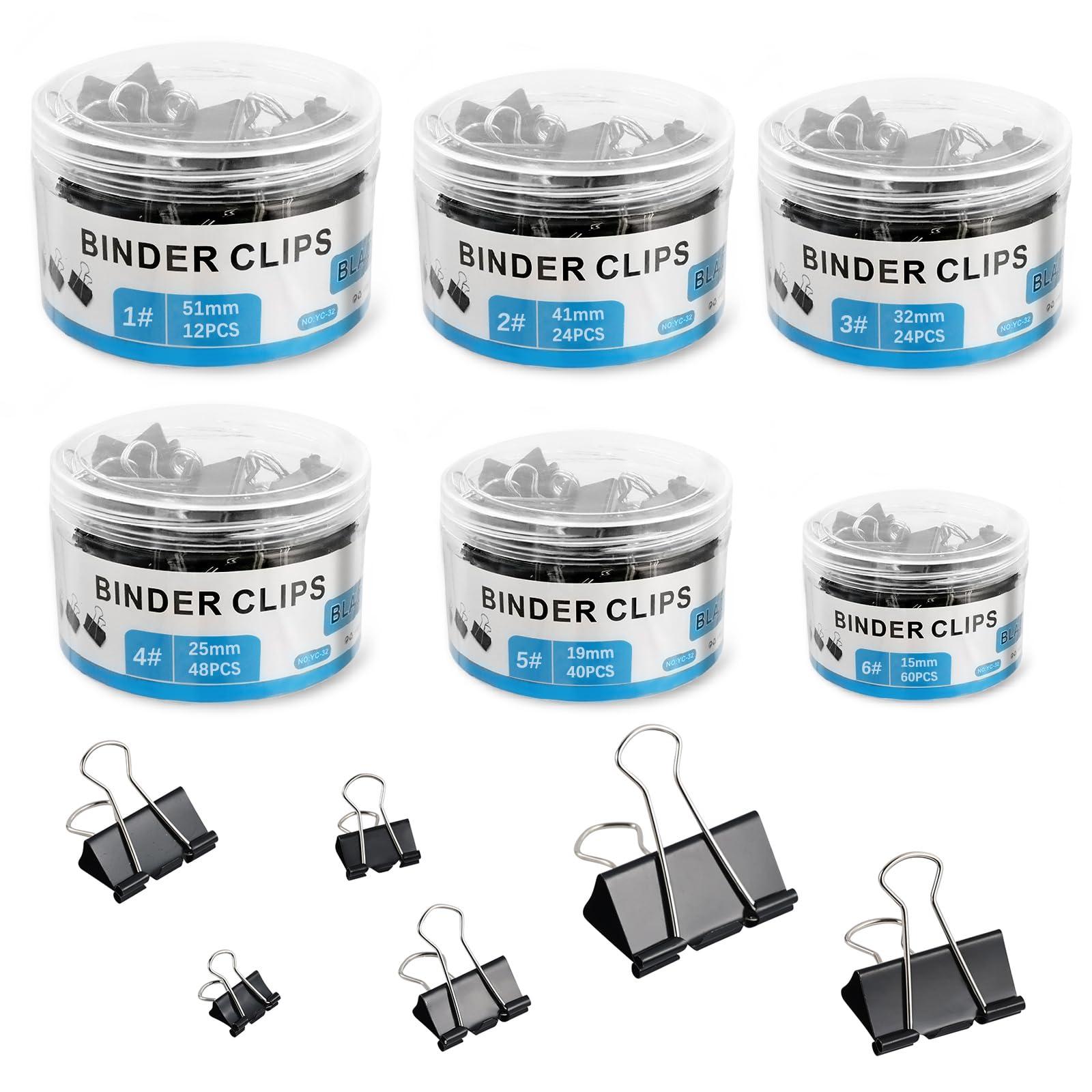 208 PCS Binder Clips Paper Clamps Assorted Sizes, Metal Paper Binder Clip, Black Binding Paperwork Clamp Bulk, School Teachers Office Supplies - Image 8