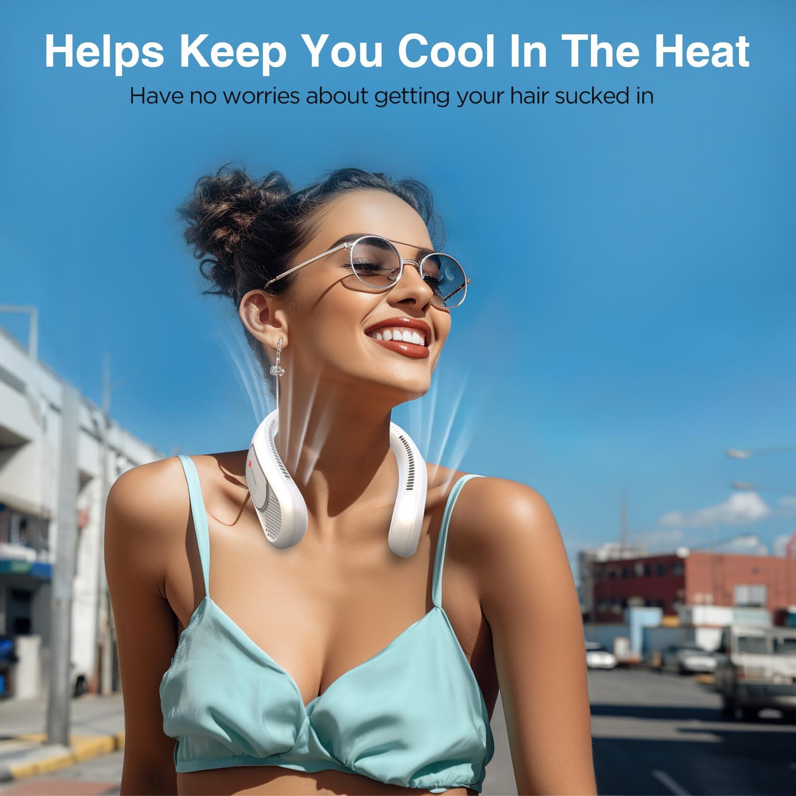 Hotsales Neck Fan, Hands Free Bladeless Neck Fans Portable Rechargeable, 6000 mAh Battery Operated Wearable Personal Fan, Cooling Neck Fan, 3 Speeds, USB Fan Gifts for Men, Women, Travel, Outdoor - Image 3