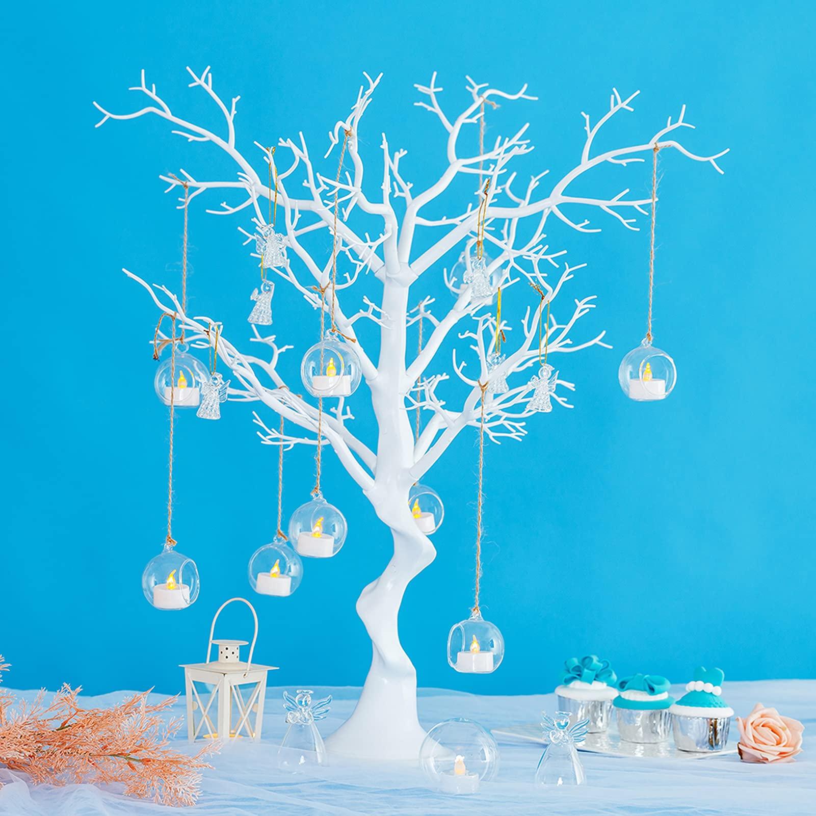 Nuptio 36 Pcs Hanging Tea Light Candle Holders Mini Glass Candle Holder 2.36" Diameter Baubles Globe Garden Ornament, Tealight Holders for Christmas Halloween Wedding Party Decorations for Reception - Image 2