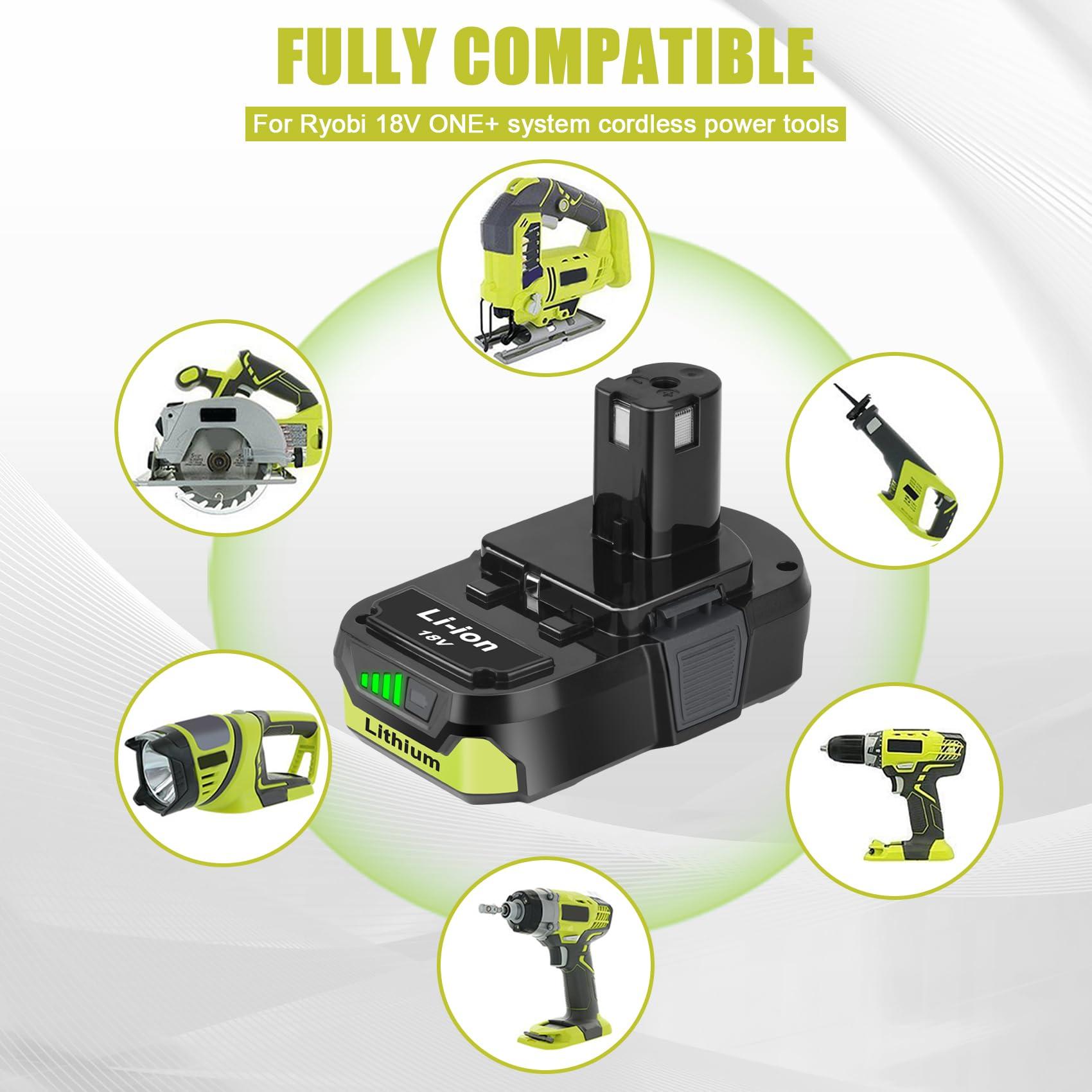 KUNLUN 2Pack 3.5Ah P102 Battery for Ryobi 18V Battery and P117 Charger Combo Compatible for Ryobi 18 Volt ONE+ P103 P104 P105 P107 P109 P190 P191 P122 Power Tools - Image 3