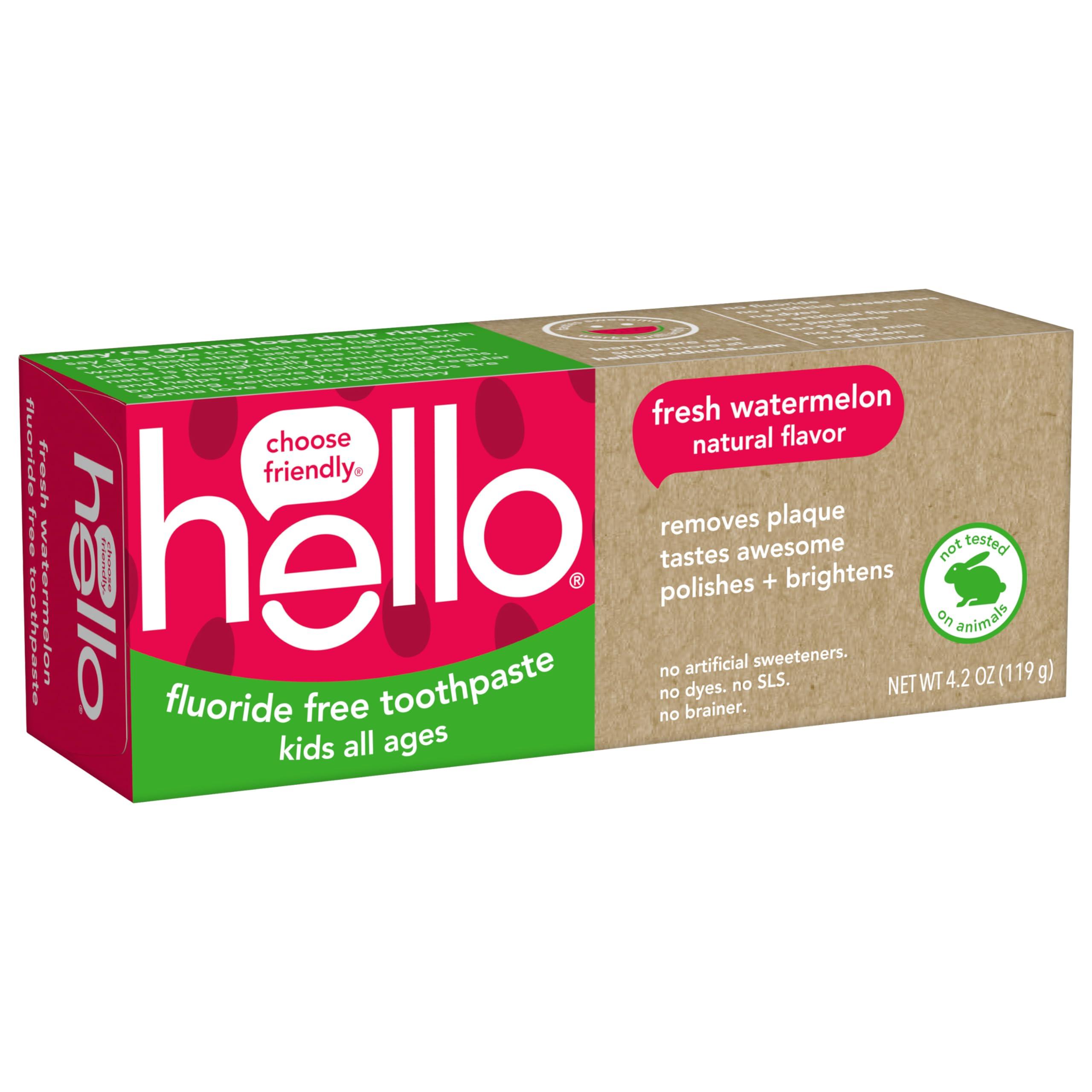 hello Fresh Watermelon Fluoride Free Kids Toothpaste, 4.2 Oz Tube - Image 7
