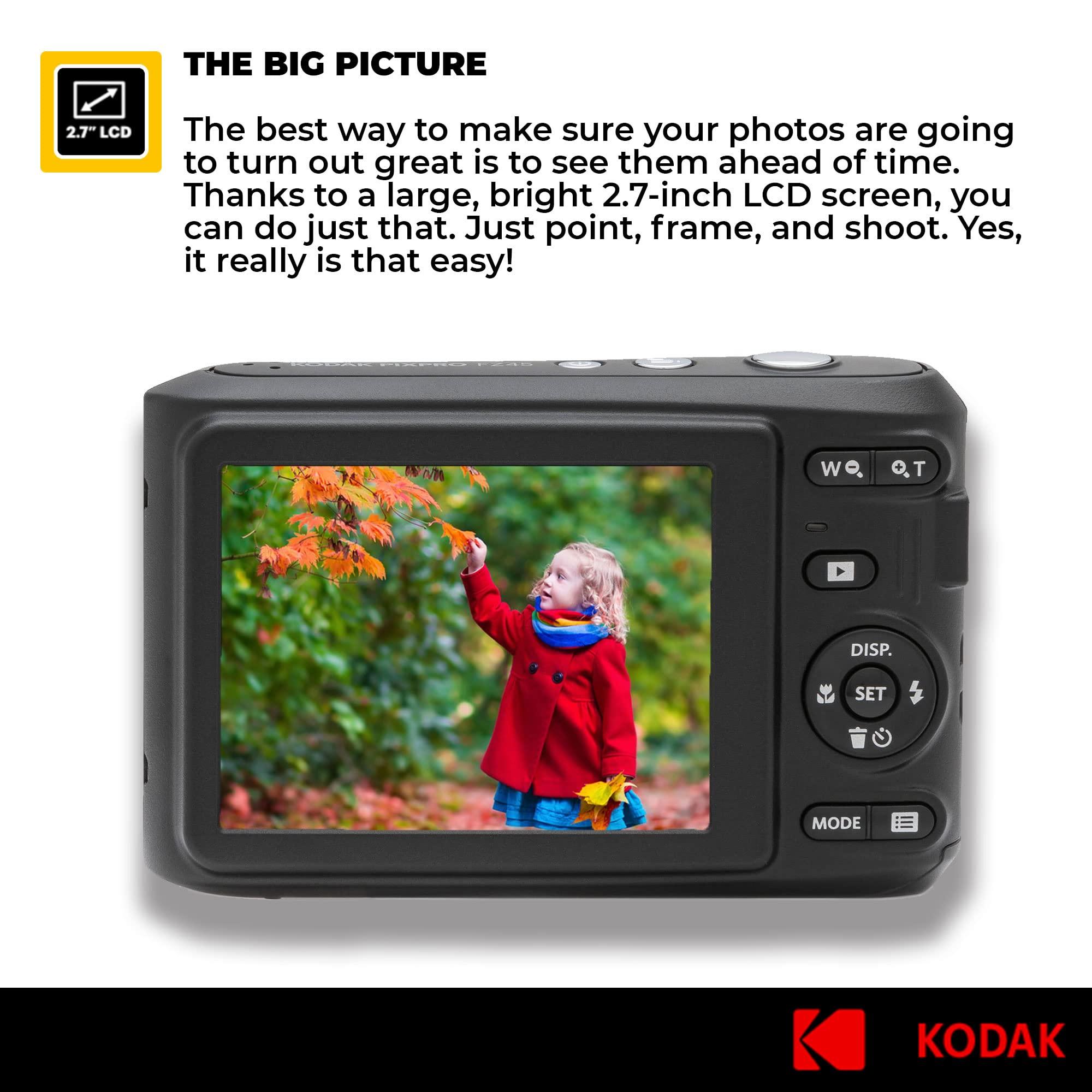 Kodak PIXPRO FZ45 Digital Camera + Black Point & Shoot Camera Case + Transcend 64GB SD Memory Card + Tri-fold Memory Card Wallet + Hi-Speed SD USB Card Reader + More! (Red) - Image 3