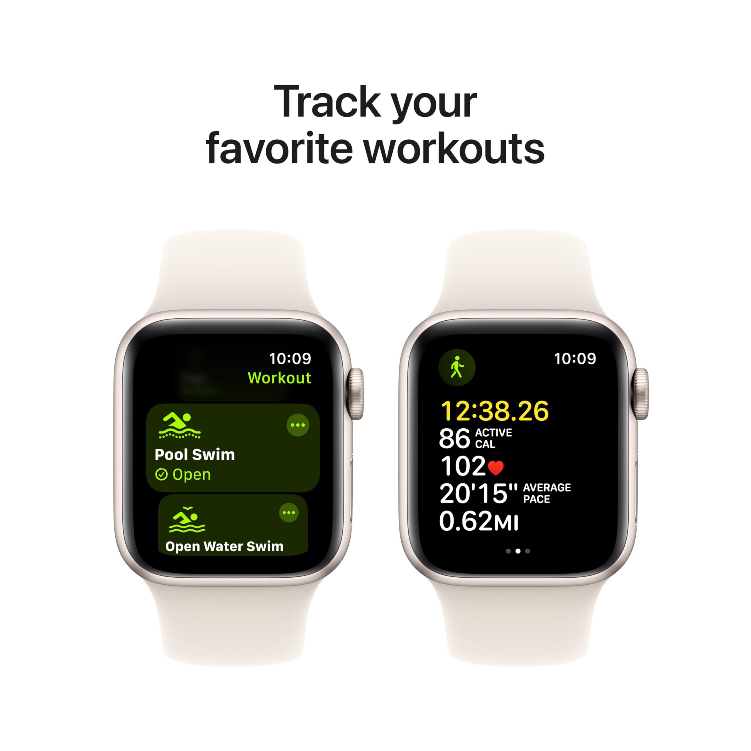 Apple Watch SE (2nd Gen) [GPS 40mm] Smartwatch with Starlight Aluminum Case with Starlight Sport Band S/M. Fitness & Sleep Tracker, Crash Detection, Heart Rate Monitor - Image 5