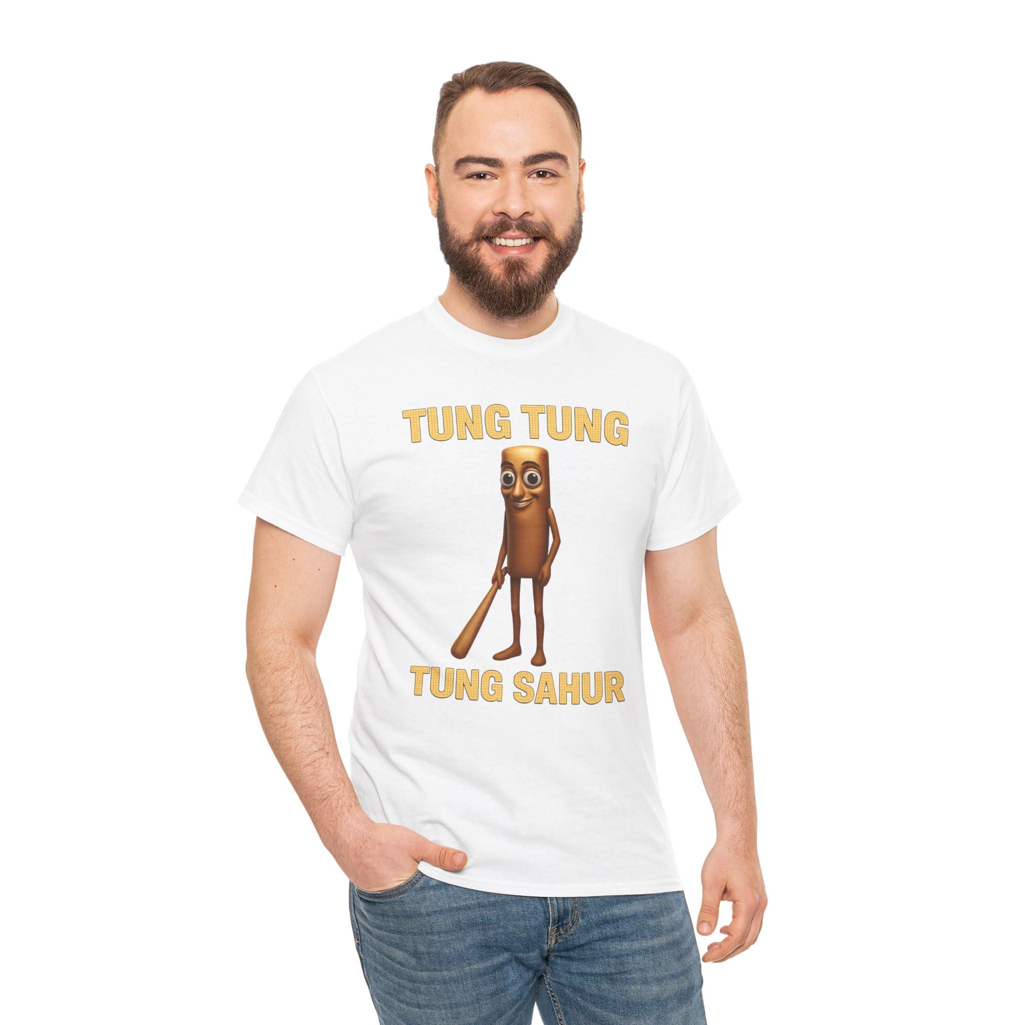 Tung Tung Tung Sahur Meme Shirt, Funny Ironic Viral T-Shirt, Unhinged Internet Humor Tee, John Pork, Tim Cheese, Cringe Core White - Image 6