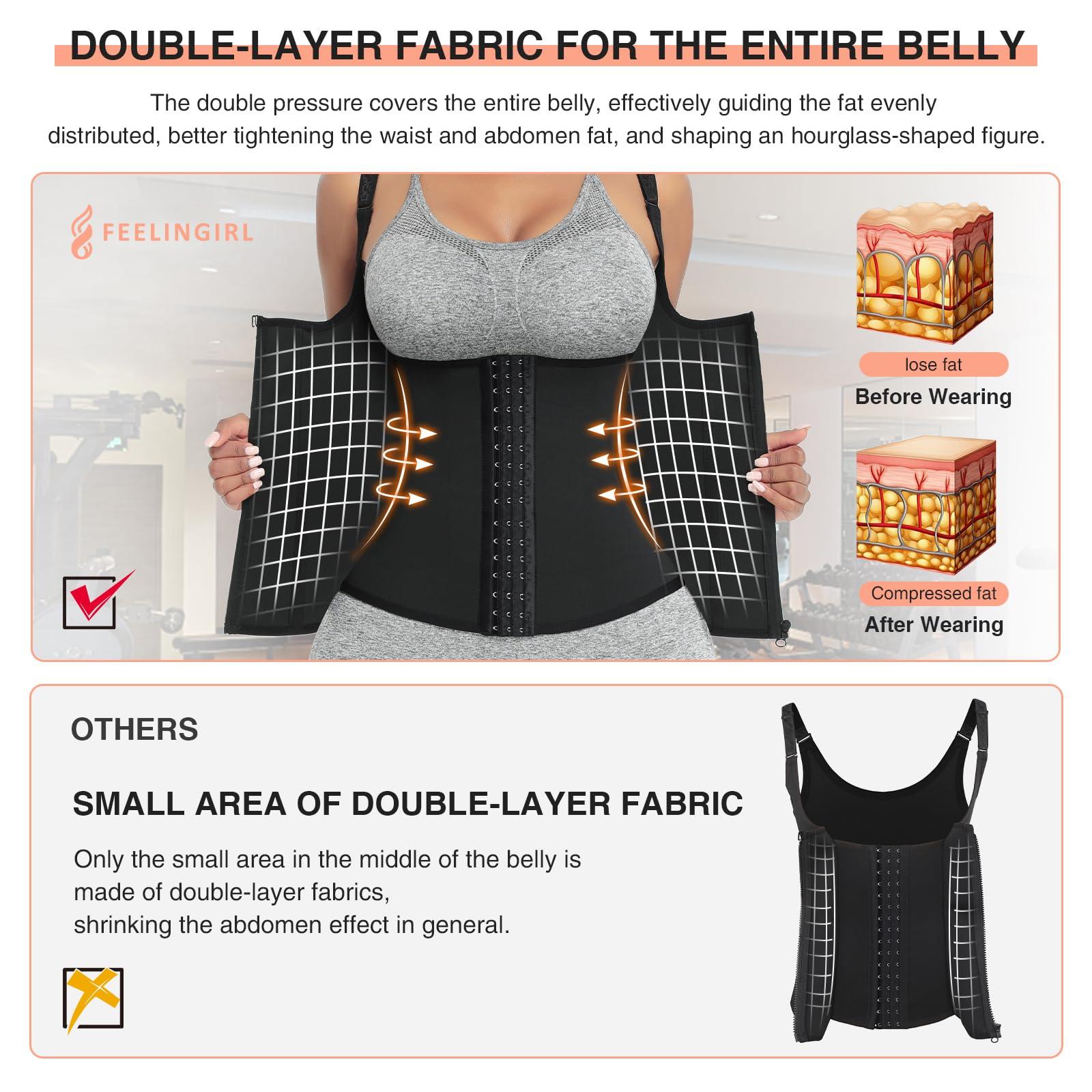 FeelinGirl Waist Trainer for Women Corset Vest Body Shaper Cincher Trimmer Tank Top Sport Girdle with Steel Bones - Image 3