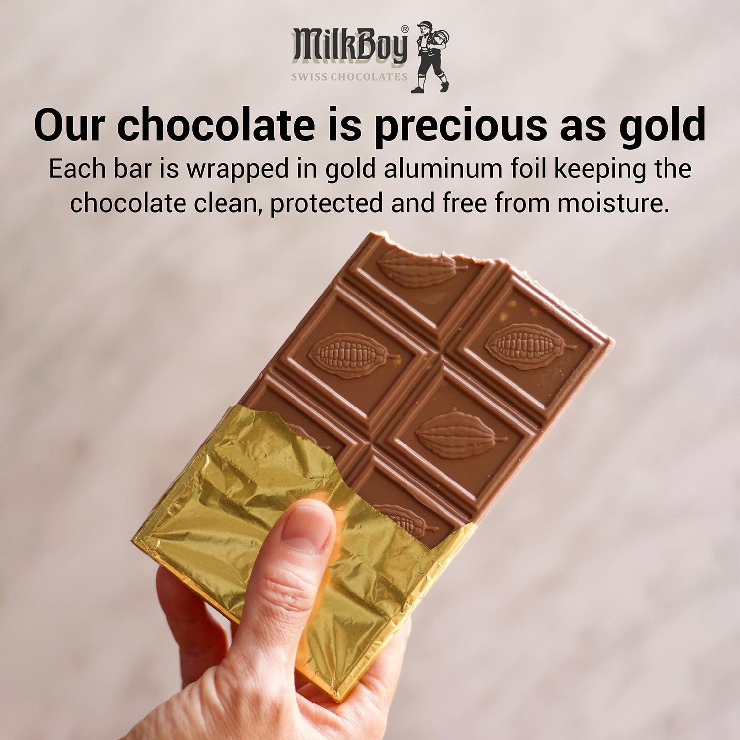 Milkboy Swiss Chocolate Bars - Premium Swiss Alpine Milk Chocolate - Smooth European Milk Chocolates Gift - Sustainably Farmed Cocoa - Gluten Free - 3 oz, Pack 2 - Image 6