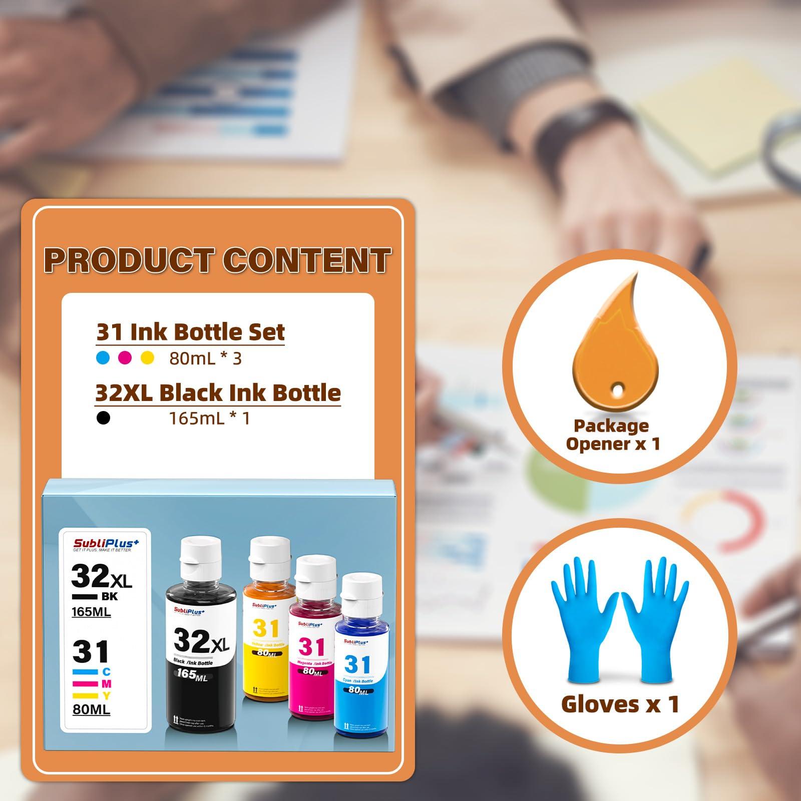 32XL Black Ink Bottle 31 Ink Bottle Set Compatible Replacement for HP Smart Tank Printer 6001 7602 7301 5100 5101 5000 5102 757 7601 755 7601 6002 7302 Ink Refill, Smart Tank Plus 651 551 Ink Refill - Image 6