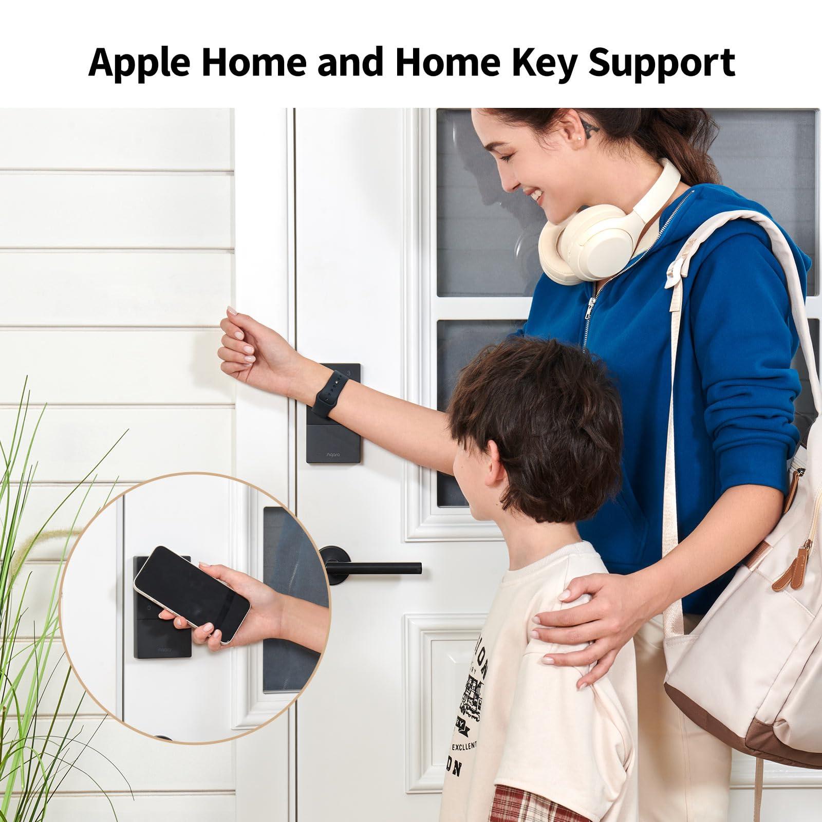 Aqara Smart Lock U50, Keyless Entry Door Lock with Apple Home Key, Bluetooth Deadbolt Lock, App Remote Control, Supports Apple HomeKit, Matter, Google Home, Alexa, IFTTT, Black - Image 2