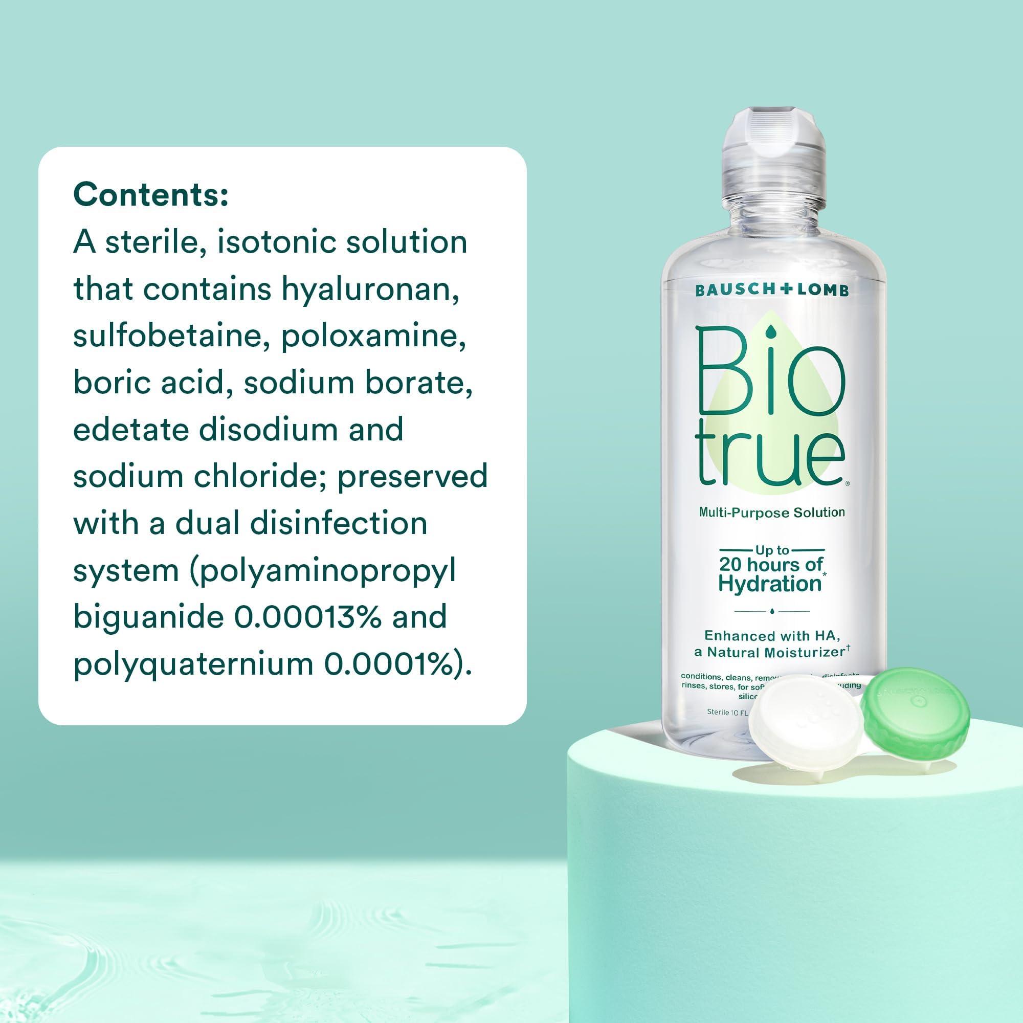 Biotrue Contact Solution, Multi-Purpose Solution with Lens Case, Cleans, Conditions, Hydrates, Disinfects, Removes Protein, Dirt & Debris, Contact Lens Cleaner & Storage, 10 Fl Oz (Pack of 2) - Image 6