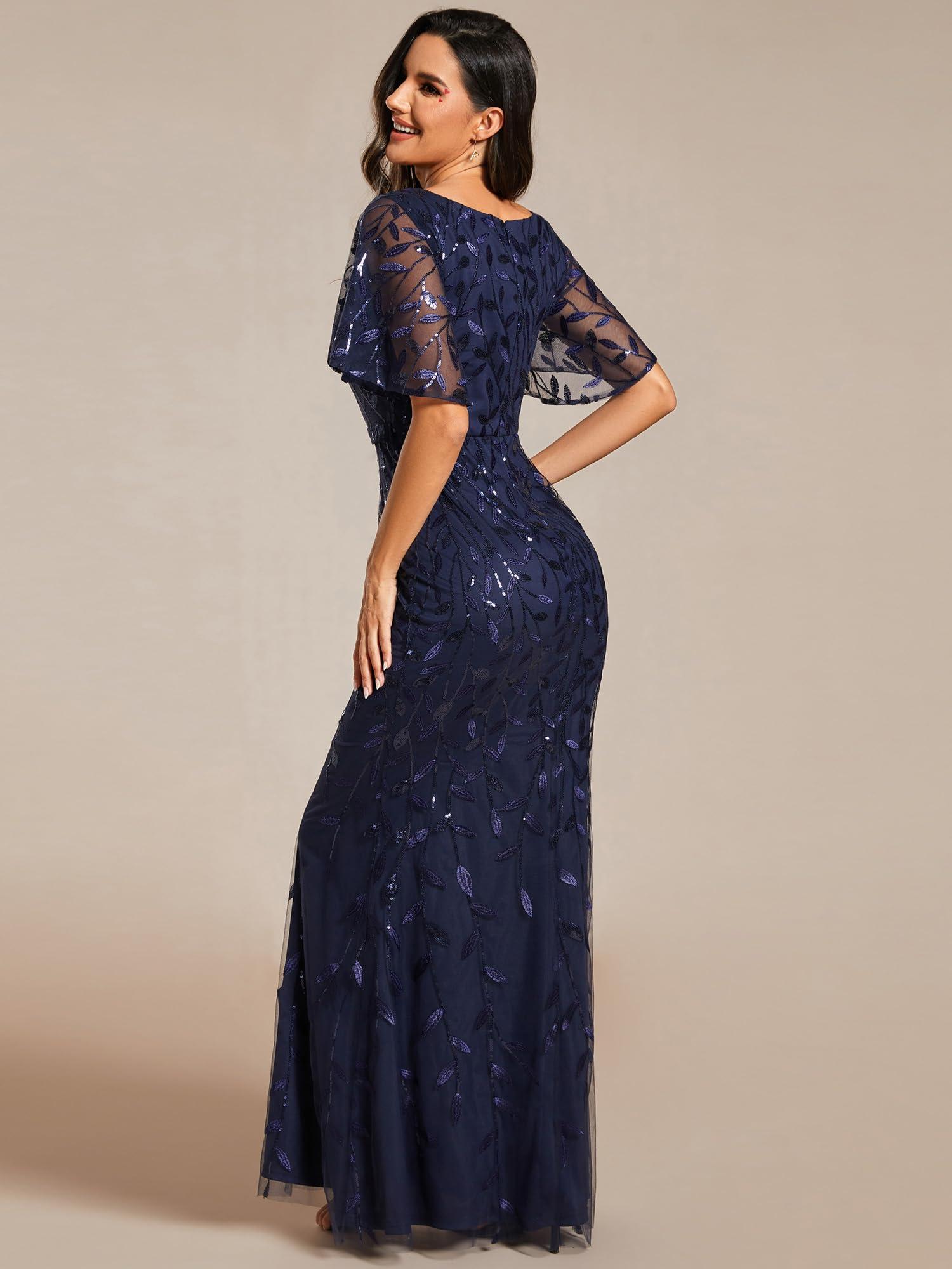 Ever-Pretty Women's Ruffles Sleeves Sequin Embroidery Evening Mother of The Bride Dress 00692 - Image 2
