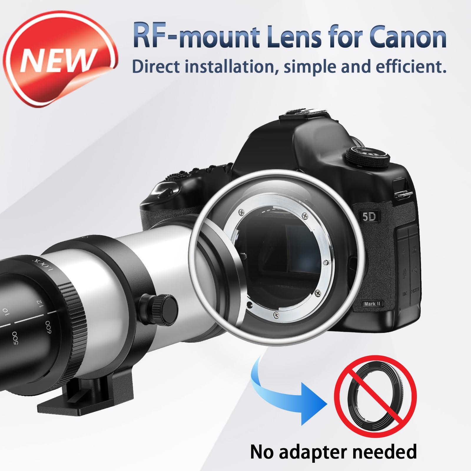 Lightdow RF 420-800mm F8.3 Telephoto Zoom Lens - MF for Canon EOS R6 Mark II/R5 Mark II/R5/R3/R7/R8/R10/RP/R6/R50/R1/R5 C/R50 V/R100/R/Ra - Manual Focus Mirrorless Cameras Lens(RF Mount,White) - Image 2