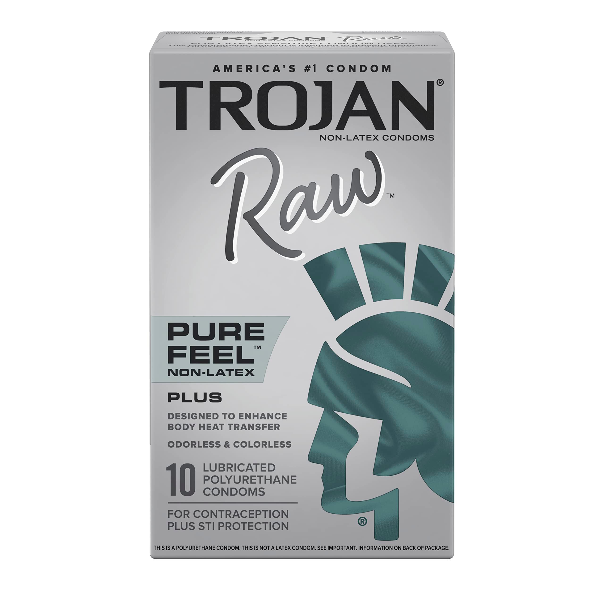 Trojan Raw Non-Latex Lubricated Pure Feel Condoms, 10ct