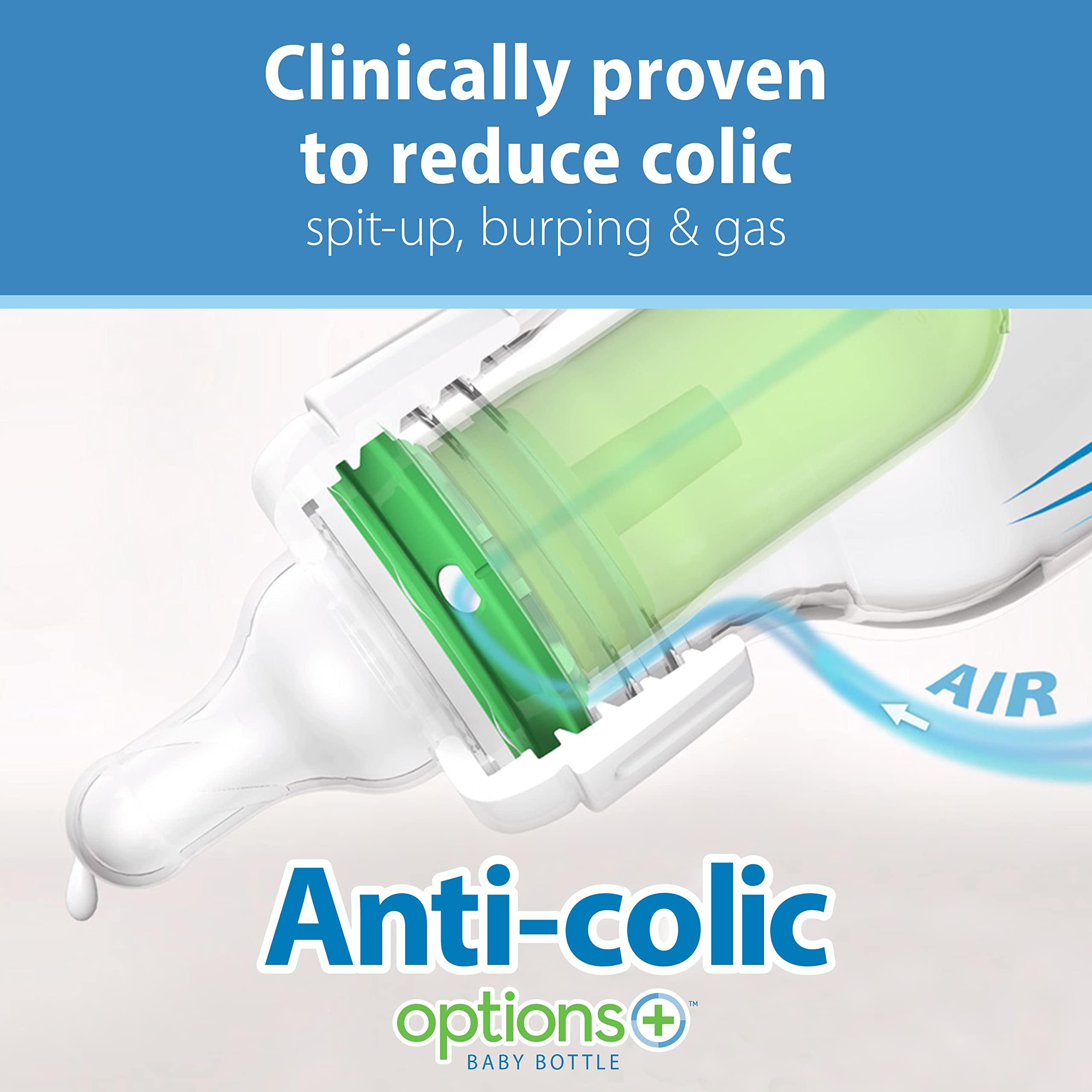 Dr. Brown's Natural Flow Anti-Colic Options+ Narrow Baby Bottle, 8 oz/250 mL, with Level 1 Slow Flow Nipples, 0m+, 4 Pack - Image 4