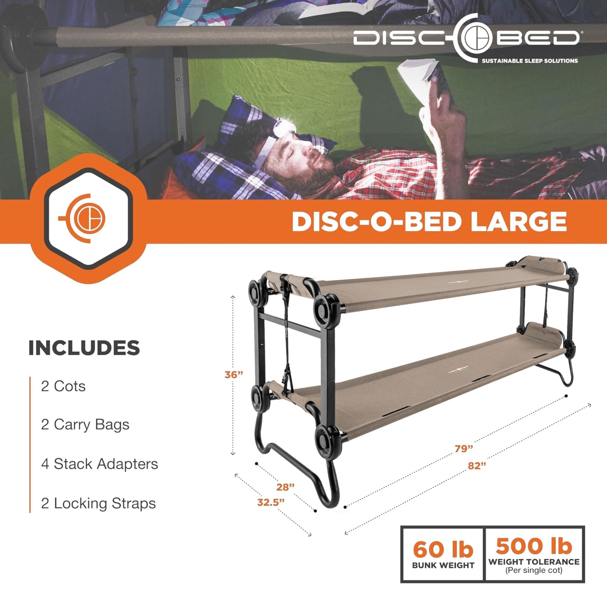 Disc-O-Bed Large Outdoor Convertible 2 Person Bench and Double Camping Cot Portable Bed Bunk System for Adults - Image 2