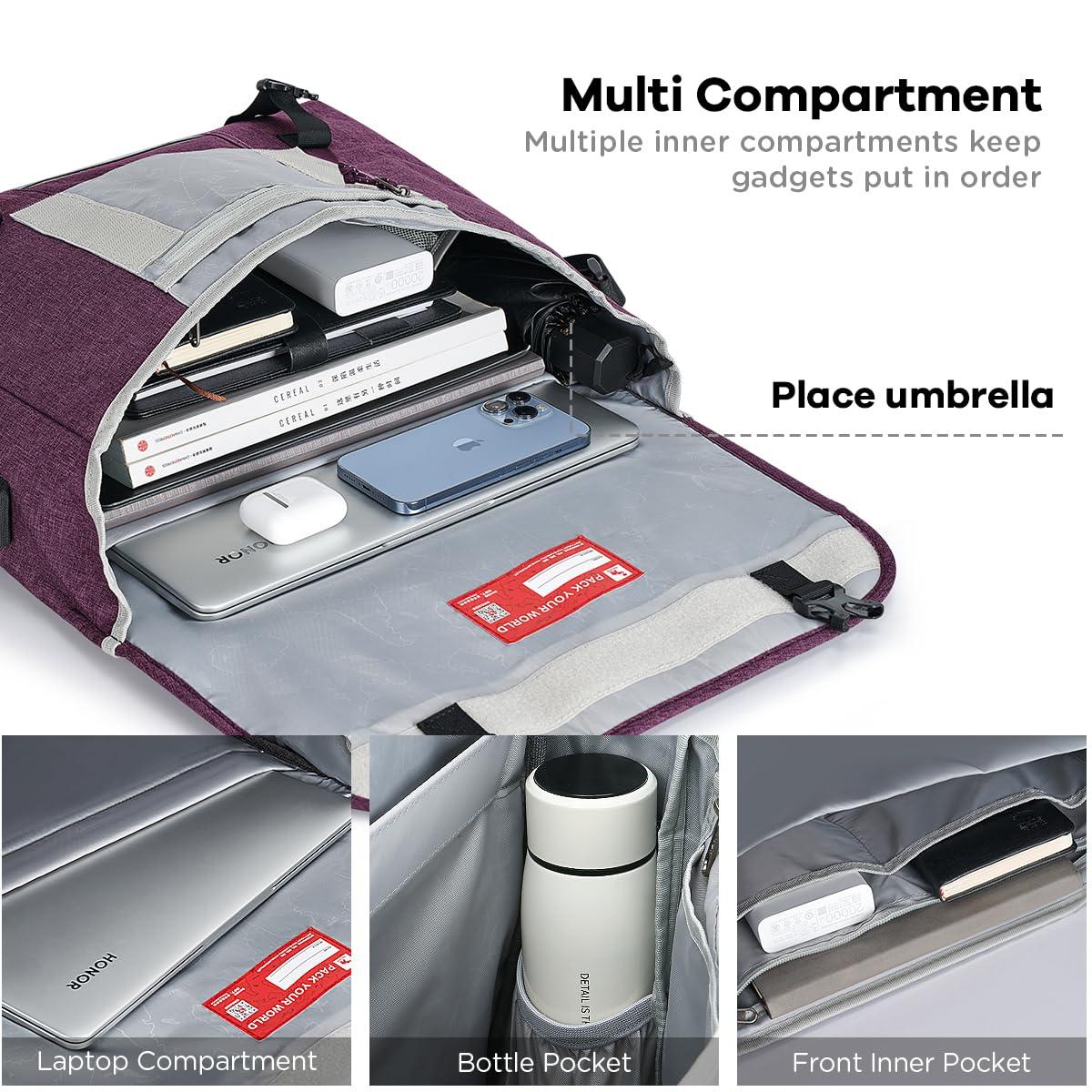 OIWAS Messenger Bag for Women, 15.6 Inch Laptop Crossbody Bags Men Casual Satchel Shoulder Bag College Travel Office Briefcase - Image 2