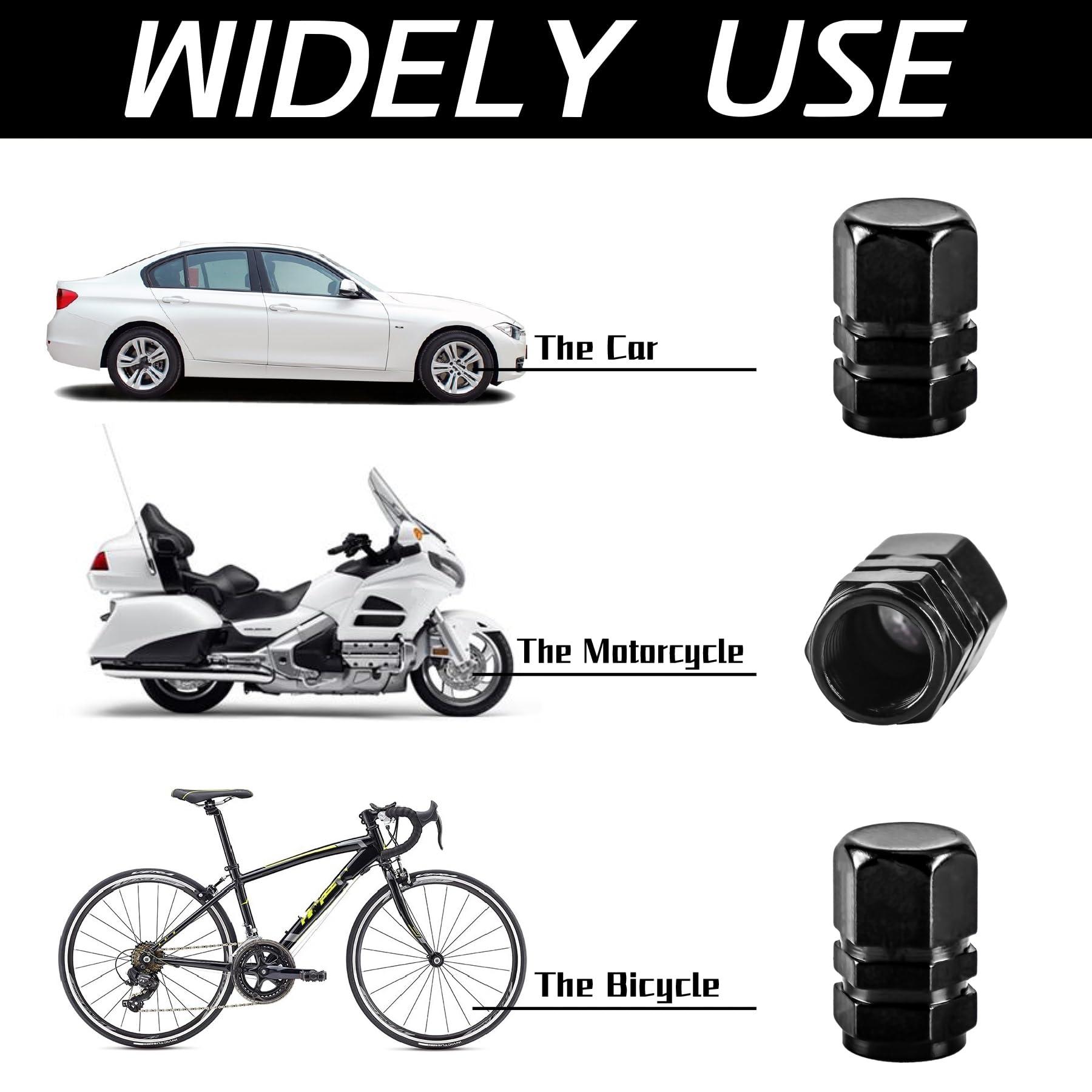 JUSTTOP Car Tire Valve Stem Caps, 12pcs Air Caps Cover, Universal for Cars, SUVs, Bike, Trucks and Motorcycles-Black - Image 3