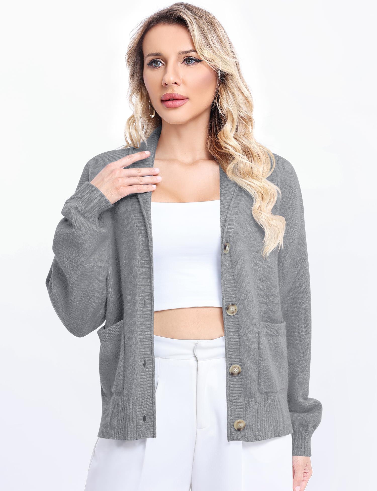 LUYAA Women's Cardigan Sweaters 2024 Oversized Open Front Button V Neck Lightweight Cardigans Outerwear - Image 4