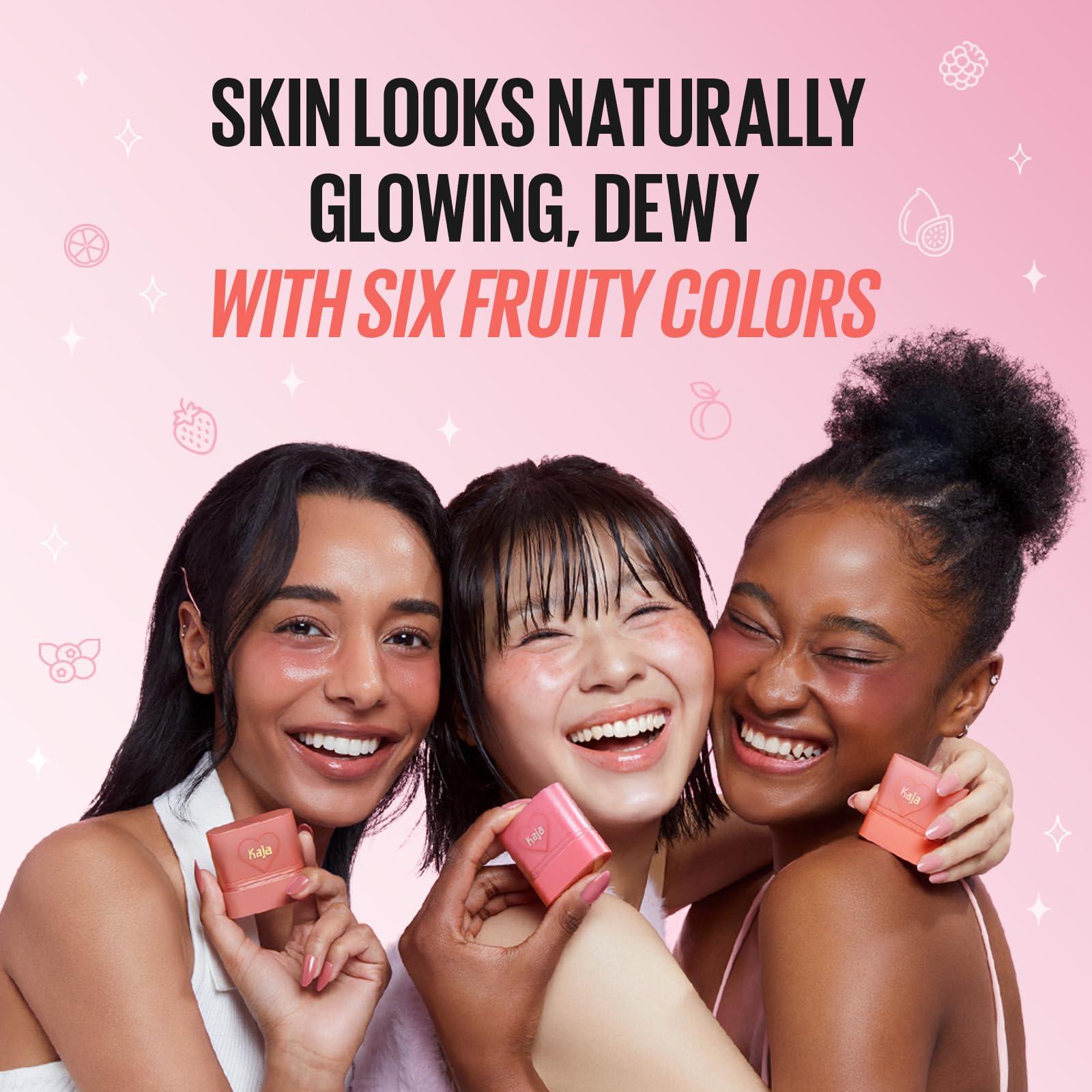 KAJA Cheek & Lip - Dewy Bar 02 Strawberry Sorbet | Creamy Blusher and Balm Multi-Stick, 45% Moisturizing Oil, Apple Extract, Vitamin-Hyaluronic Acid Infused, High Shine, Non-Sticky, Easy Blending, 10g - Image 6