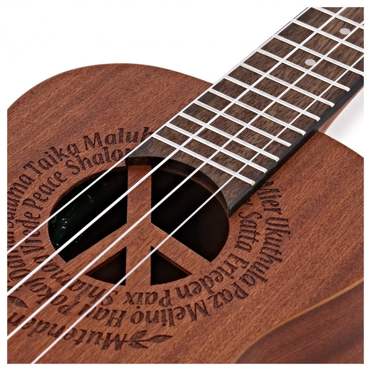 Luna Maluhia Peace Concert Ukulele with Gig Bag, Satin Natural - Image 6