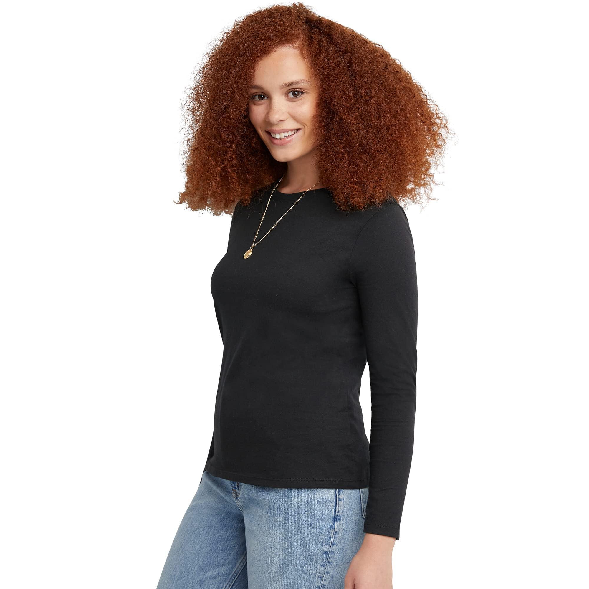 Hanes Women's Long Sleeve Cotton T-Shirt, Lightweight Crewneck Tee for Women, Modern Fit - Image 3