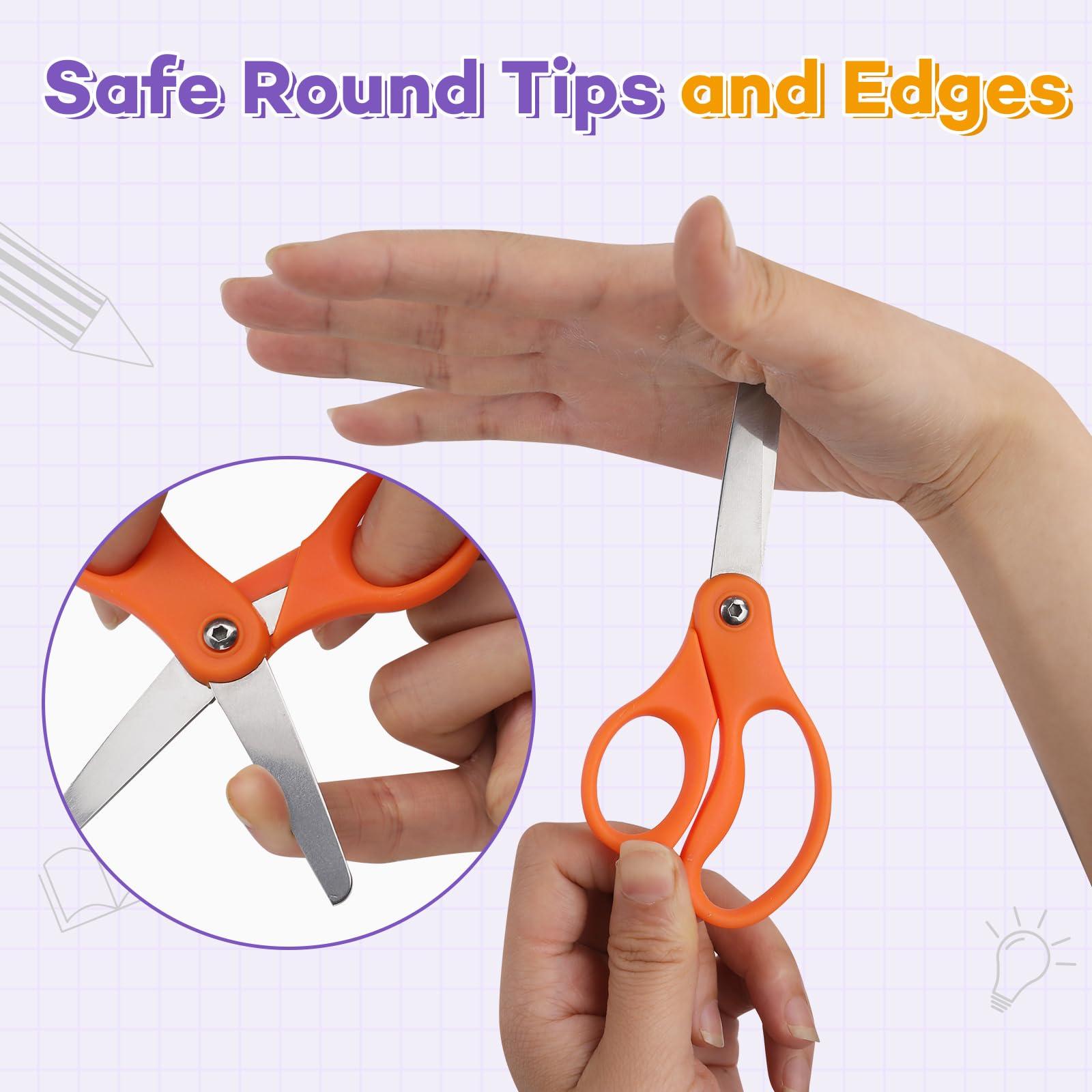 BURVAGY 36 Packs 5" Small School Student Blunt Tip Craft Kids Scissors, Stainless Steel Blades Comfort Grip 5 Inch Safety Scissors Bulk for Children Toodler Cutting Paper - Image 4