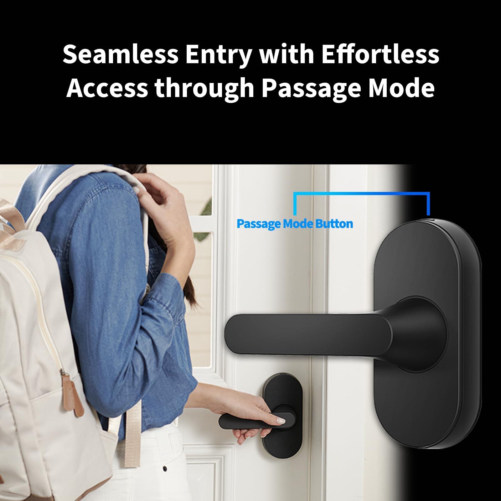 Aqara Smart Lock U300, Fingerprint Keyless Entry Door Lock with Handle, Matter Over Thread with Apple Home Keys, Touchscreen Keypad, Smart Lever Lock Supports Apple Home, Alexa, Google, IFTTT, Black - Image 5