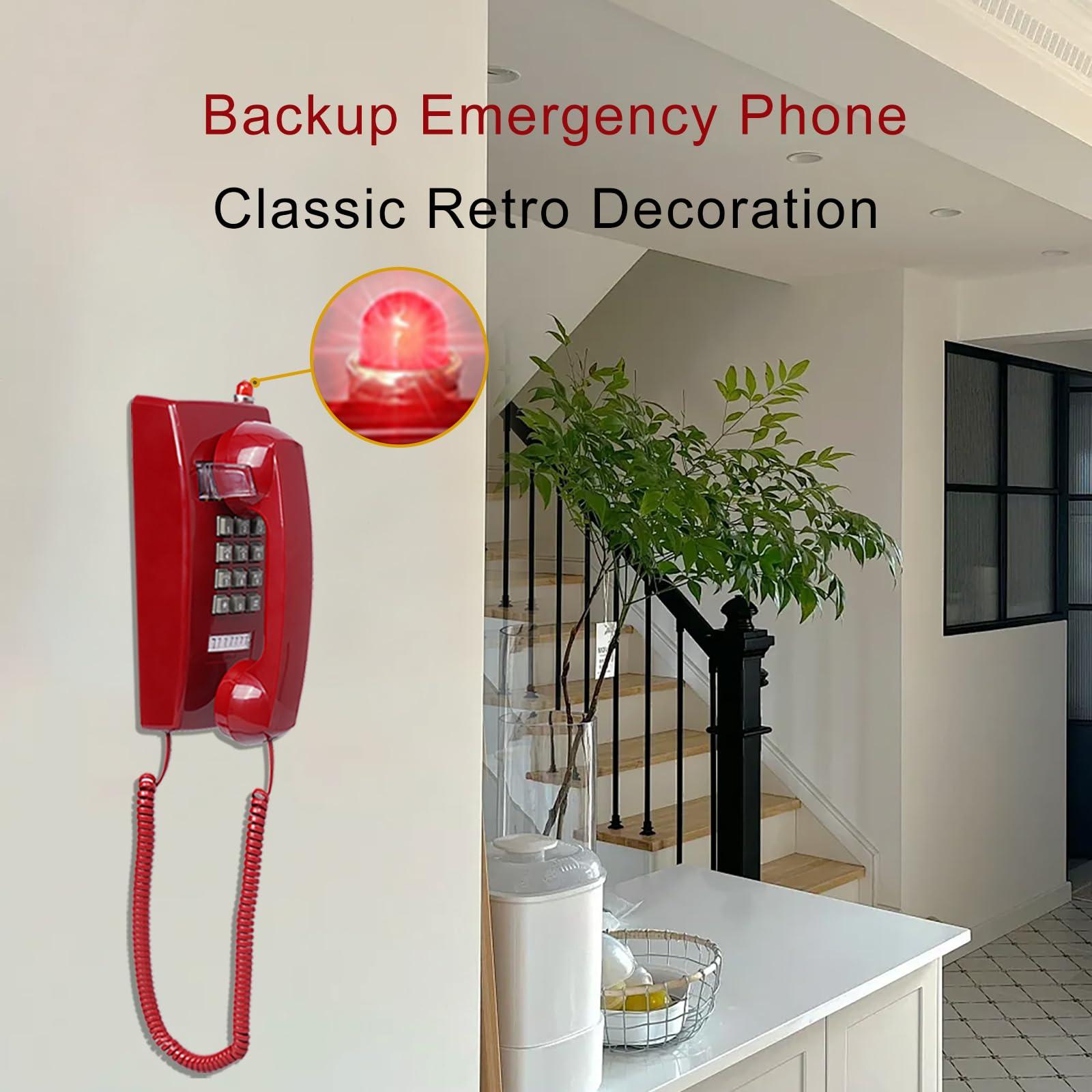 Traditional Red Wall Phones for Landline Mechanical Ringing, Classic 2554 Wall Telephone Ringing Indicator, Retro Wall Phone Hearing Aid, Old Wall Mount Phone for Home,School, Backup Telephone - Image 9