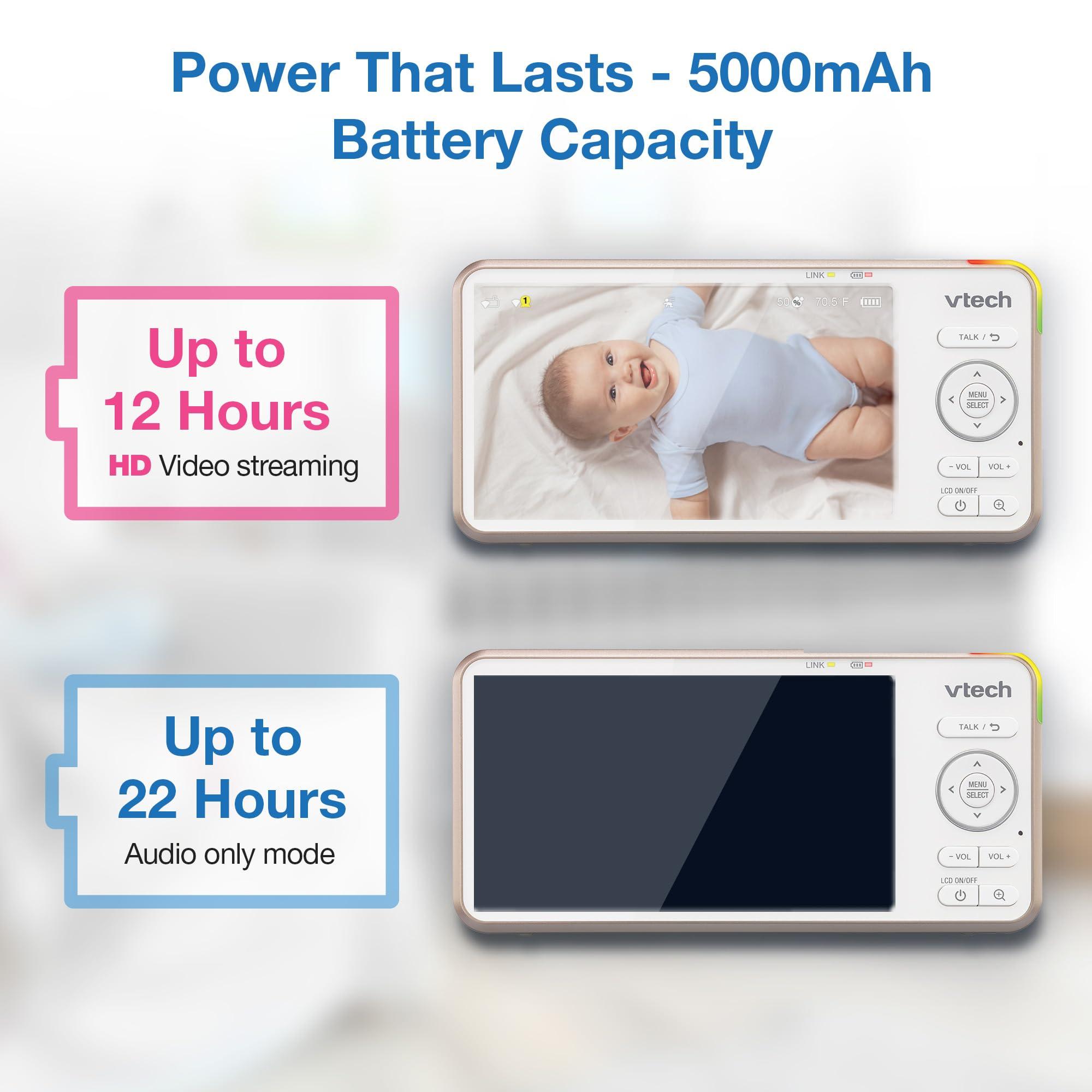 VTech V-Care VC2105 1080p FHD Over-The Crib Mount Smart Baby Monitor 5” 720p LCD Screen,Table Stand,Remote Access,Versatile Placement,Intelligence Detection, Sleep Analysis,18hrs Recording,with WiFi - Image 3