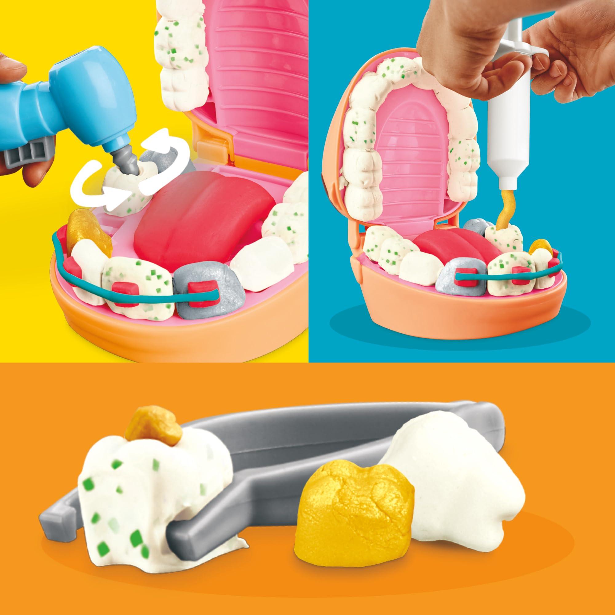 Play-Doh Drill 'n Fill Dentist Toy for Kids 3 Years and Up with Cavity and Metallic Colored Modeling Compound, 10 Tools, 8 Total Cans, 2 Ounces Each, Non-Toxic, Assorted Colors - Image 4