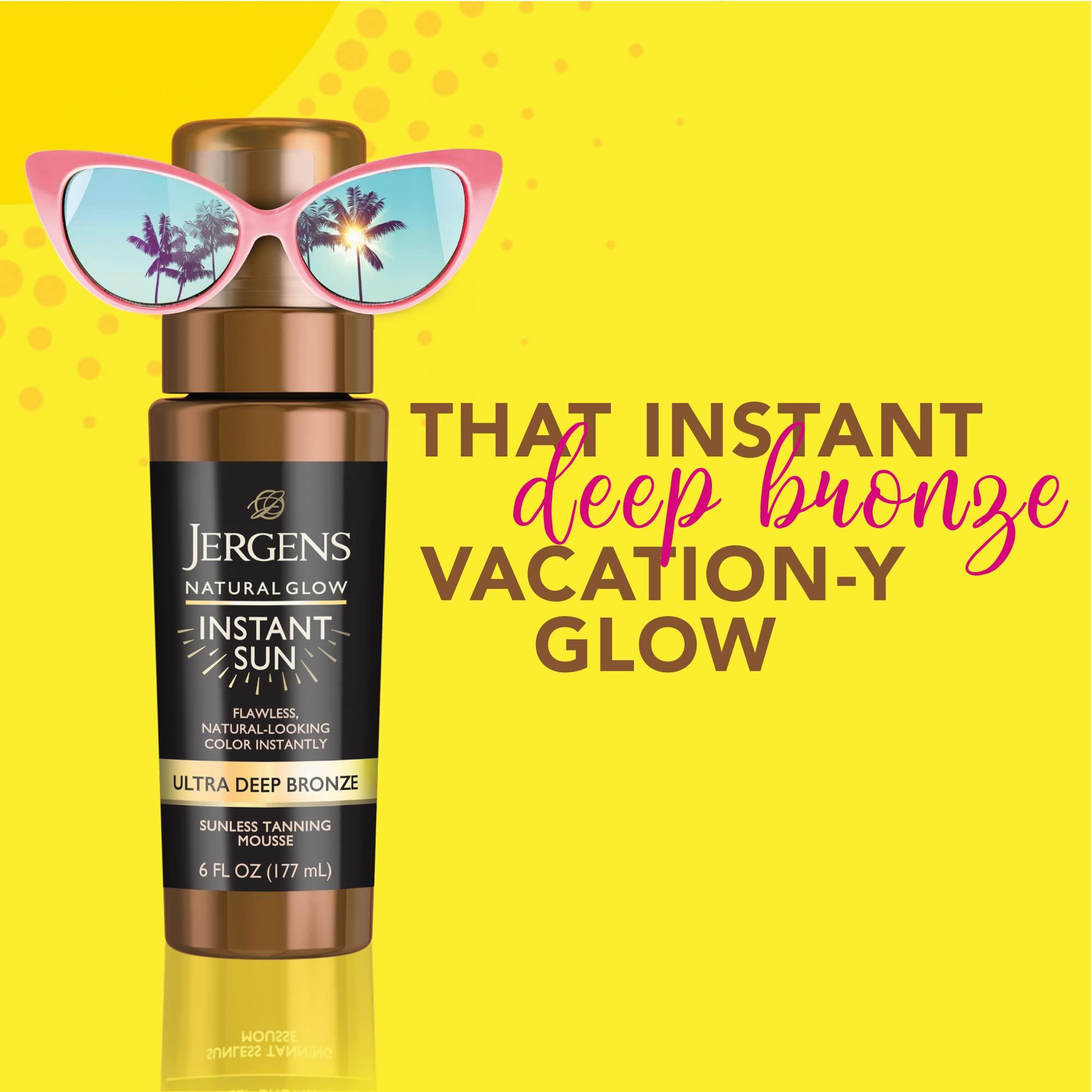 Jergens Natural Glow Instant Sun Body Mousse, Self Tanner for Ultra Deep Bronze Tan, Sunless Tanning Body Bronzer, Natural Looking Fake Tan, 6 Oz - Image 2