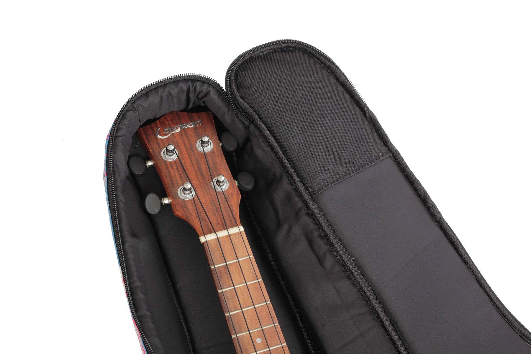 MUINS Ukulele Bag,21 23 26 30 Durable Colorful Ukelele Case with Thicker Pad For Soprano Concert Tenor Uke with Double Adjustable Straps, Storage and Handle (Light Blue Flower, 26 Inch) - Image 6