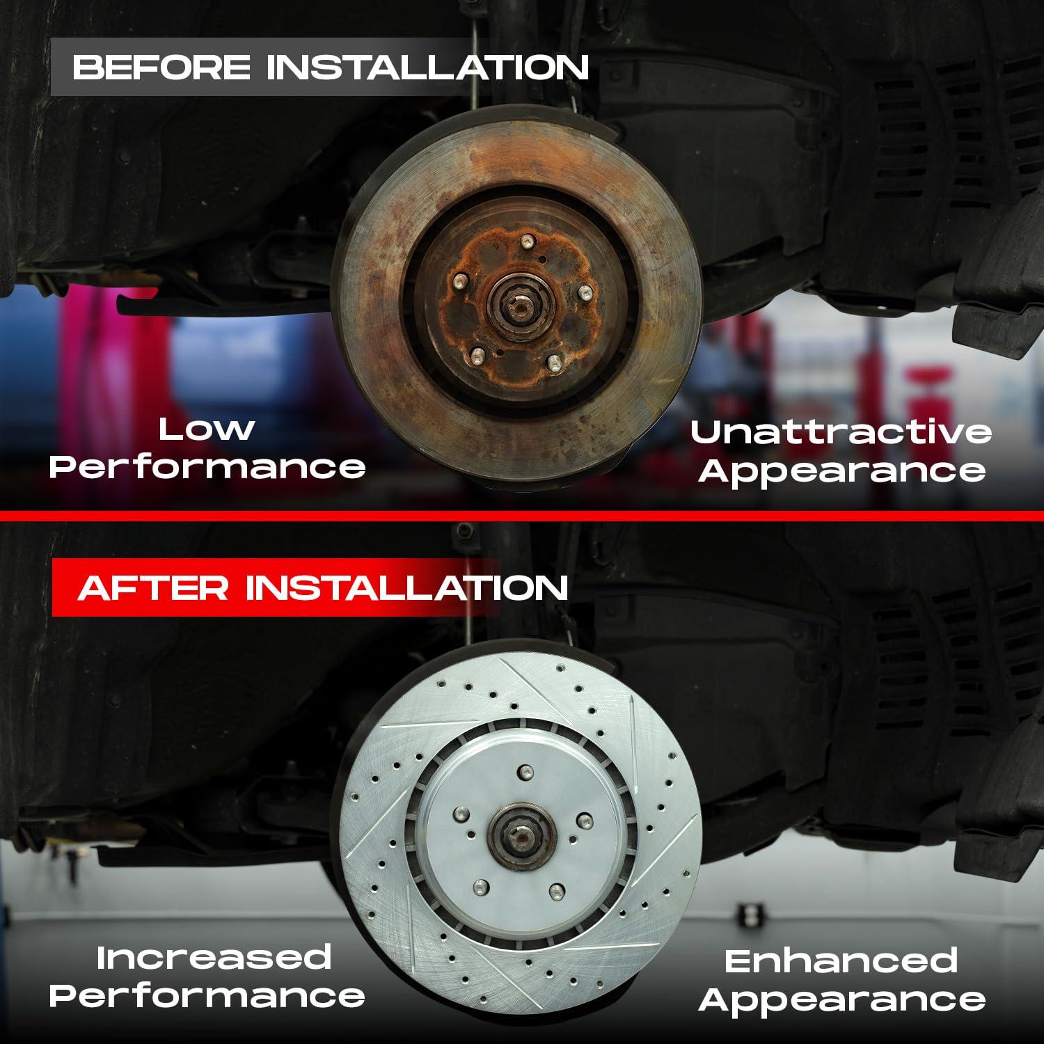 R1 Concepts Front and Rear Brakes and Rotors| Hardware Included| Front and Rear Ceramic Brake Pads and Rotors Kit| Fits 2019-2022 Genesis G70; 2018-2021 Kia Stinger - Image 8