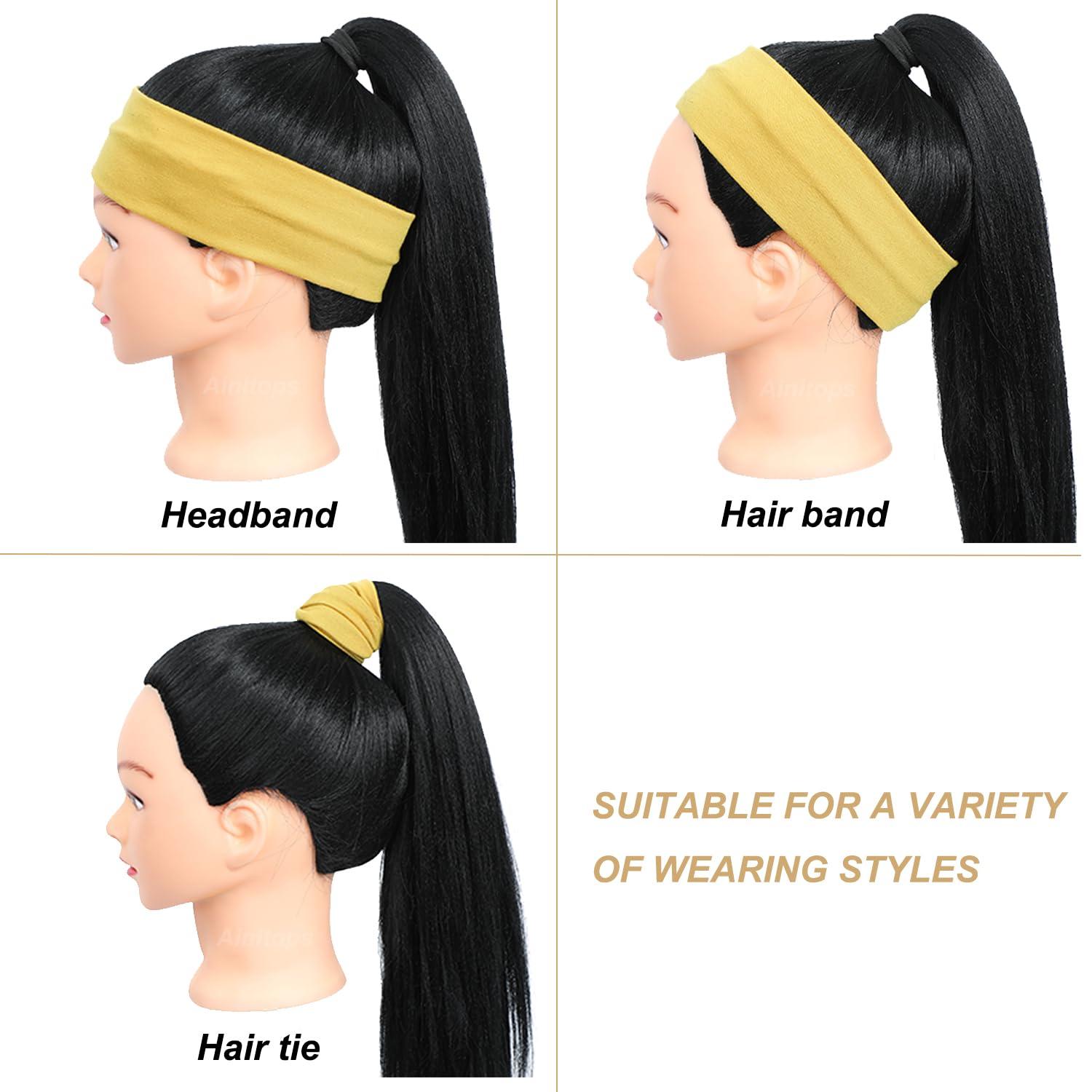 9Pcs Headbands for women Non Slip Headband, Soft Elastic Hair Bands for Women's Hair, Fashion Cotton Cloth Stretchy Sweat Bands Headbands for Sports, Makeup, Gym, Running, Yoga, Workout (9Colors-A) - Image 6