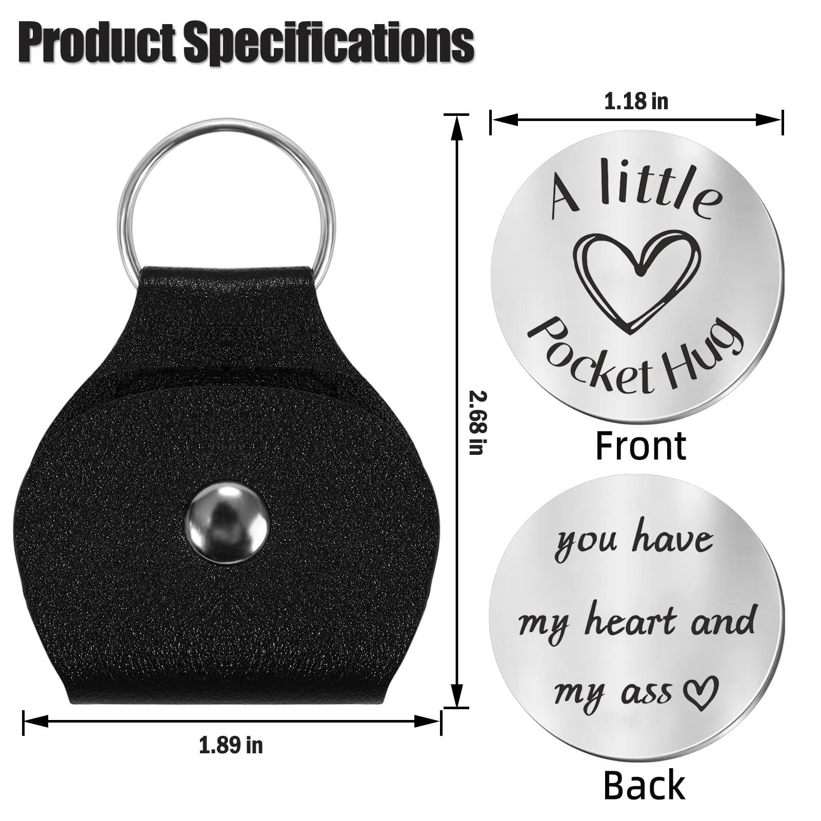 Pocket Hug Token Keychain for Men Him, Funny Boyfriend Gifts From Girlfriend, Long-distance Couple Gifts for Husband From Wife Christmas Birthday Valentine - Image 2