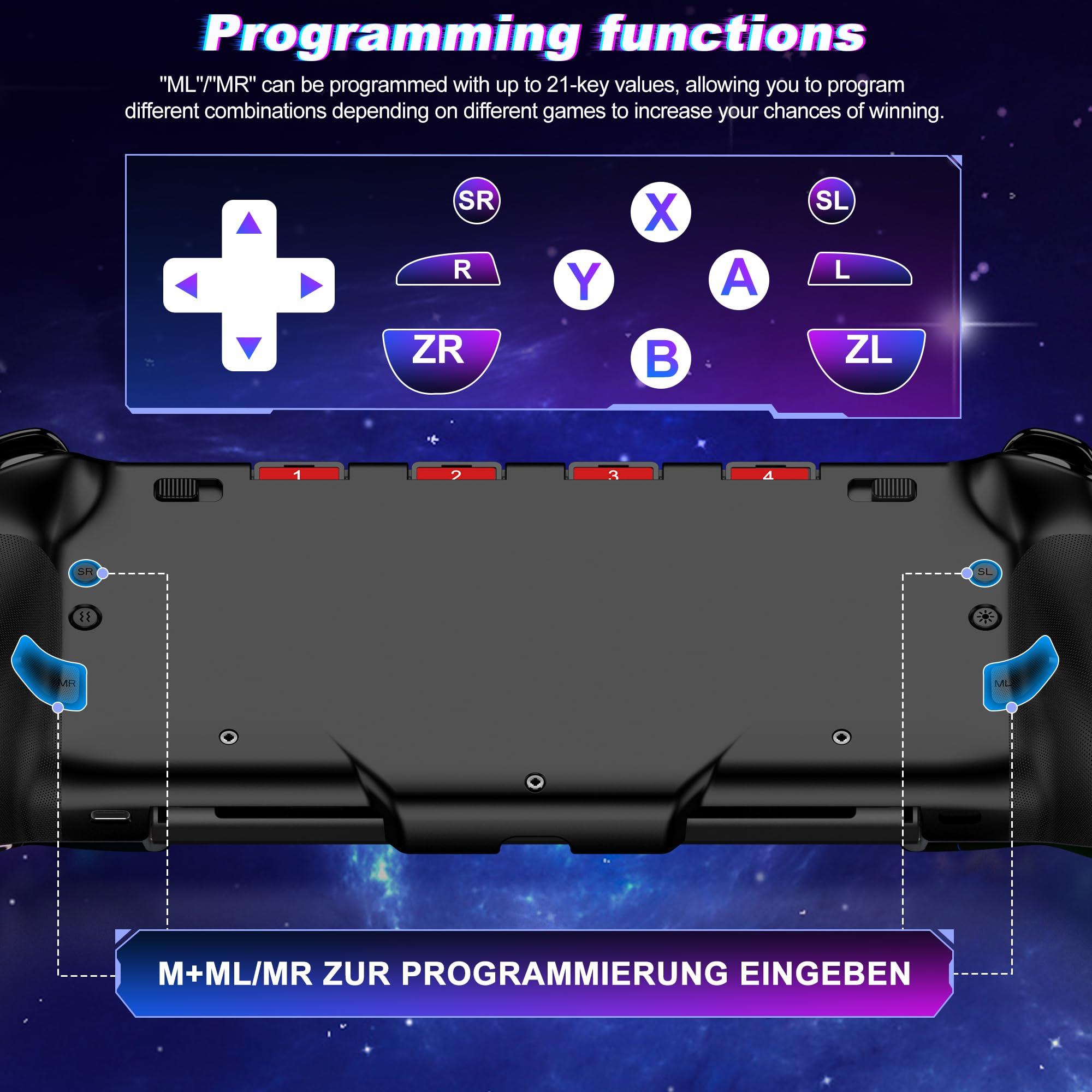 Gammeefy Switch Controllers, Hall Effect Joystick Switch Joypad forSwitch/OLED, Full-Size Grip Wireless Switch Pro Controller with 9 Color Lights. Ideal for Those Who Prefer Handheld Mode Wii Skins - Image 6