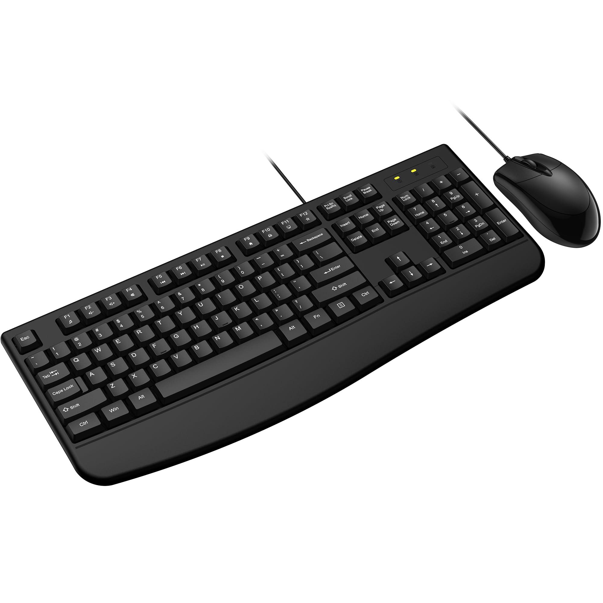 Wired Keyboard and Mouse Combo, EDJO Ergonomic Full-Sized Computer Keyboard with Palm Rest and Optical Wired Mouse for Windows, Mac Computer/Laptop/Desktop-Upgraded - Image 1