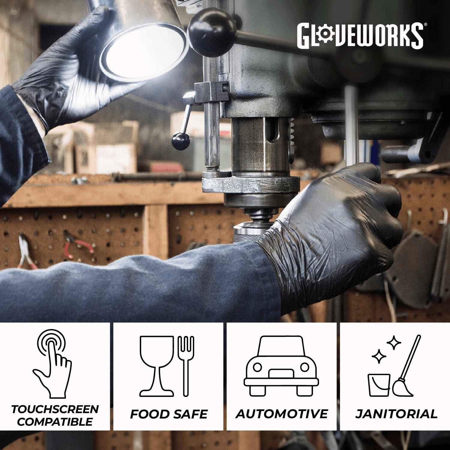 GLOVEWORKS Black Disposable Nitrile Industrial Gloves, 5 Mil, Latex & Powder-Free, Food-Safe, Textured - Image 5