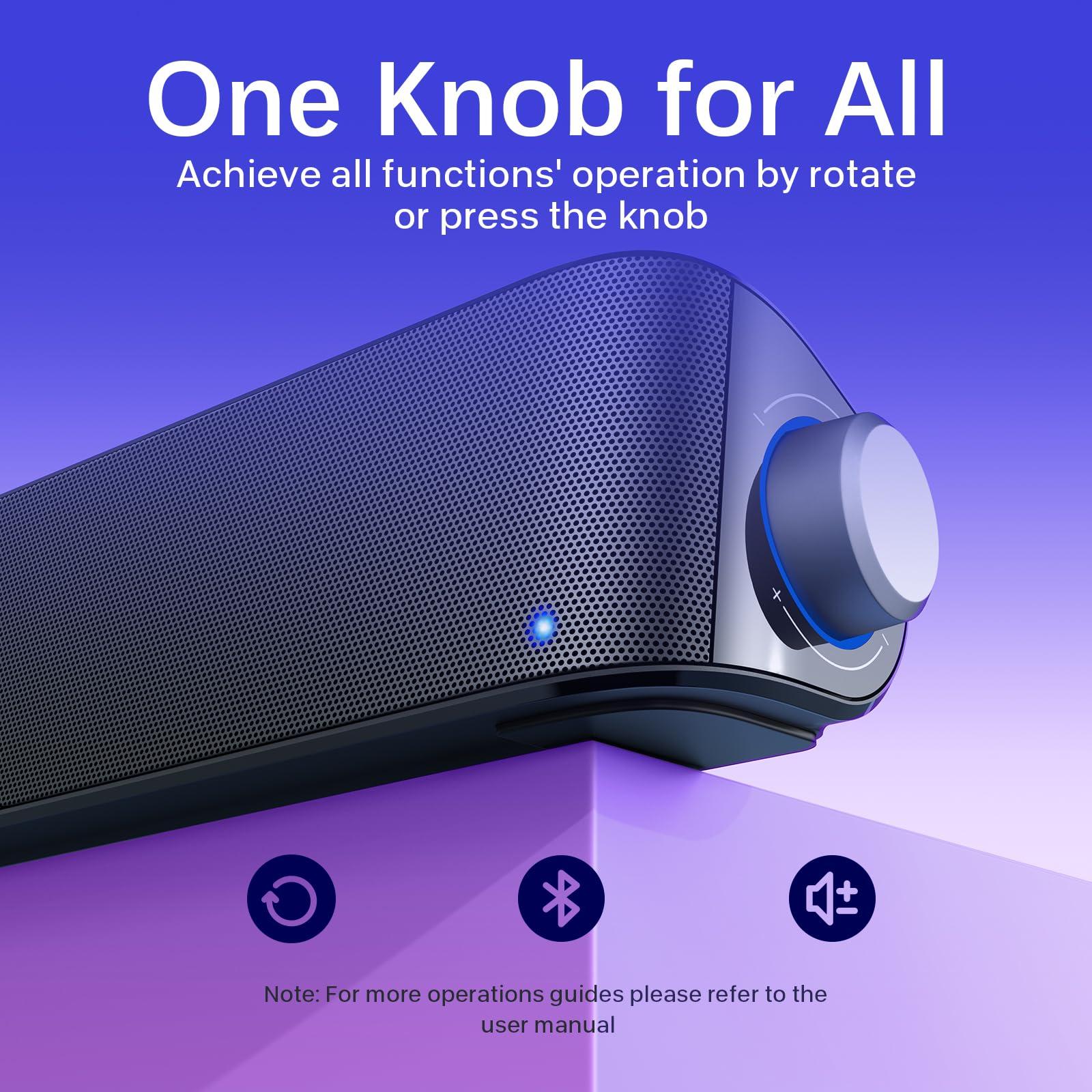 Computer Speakers, HiFi Sound Quality Computer Sound Bar, USB Powered PC Speakers, Bluetooth 5.0 and 3.5mm Aux-in Computer Speakers for Desktop, Laptops, PCs, Phones, Tablets, Xbox, Gaming Speakers - Image 4