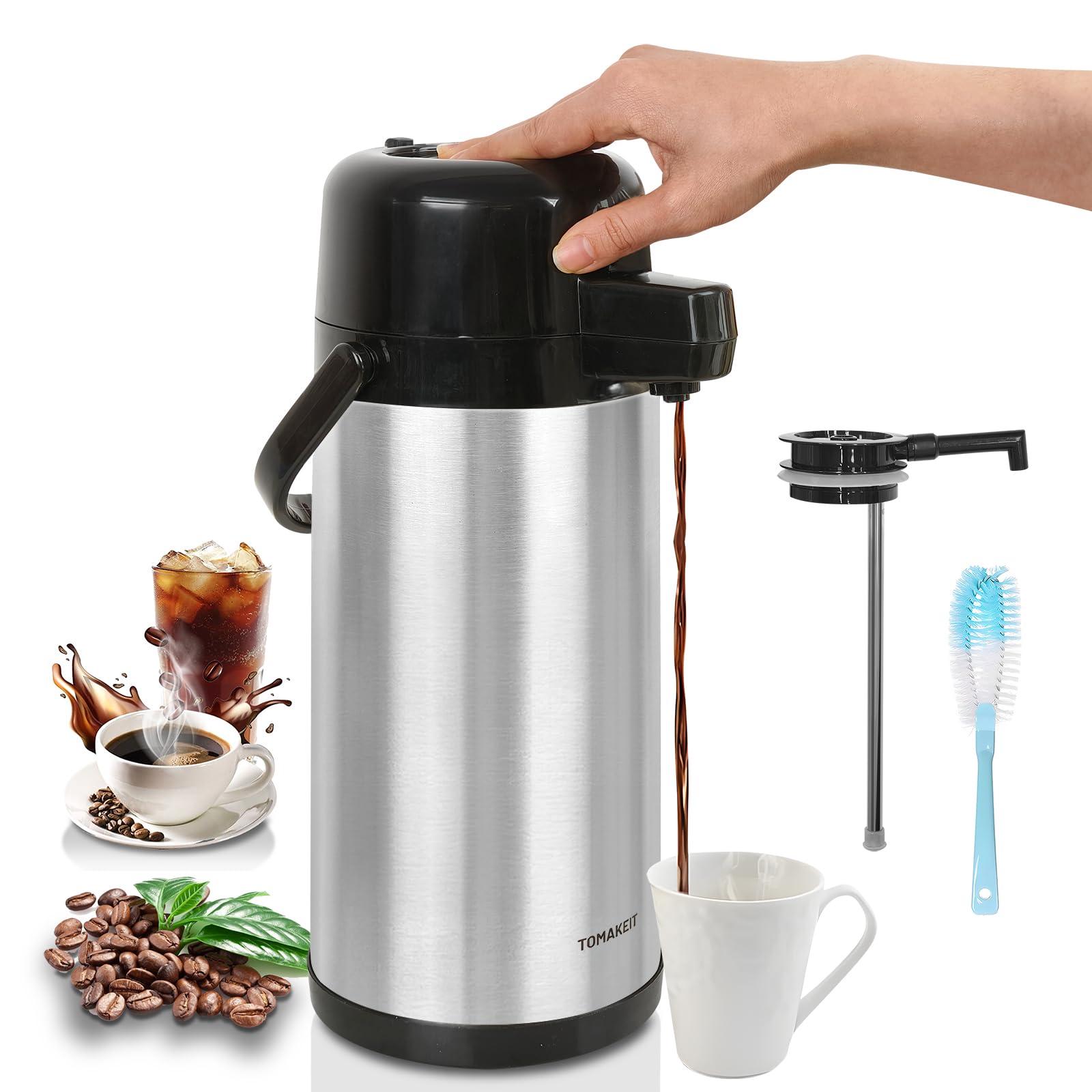 Airpot Coffee Carafe for Keeping Hot,102oz/3L Coffee Dispenser Thermal with Pump,Insulated Stainless Steel Hot Beverage Dispenser for Parties,Thermal Carafe for Hot Drinks Water Tea Chocolate