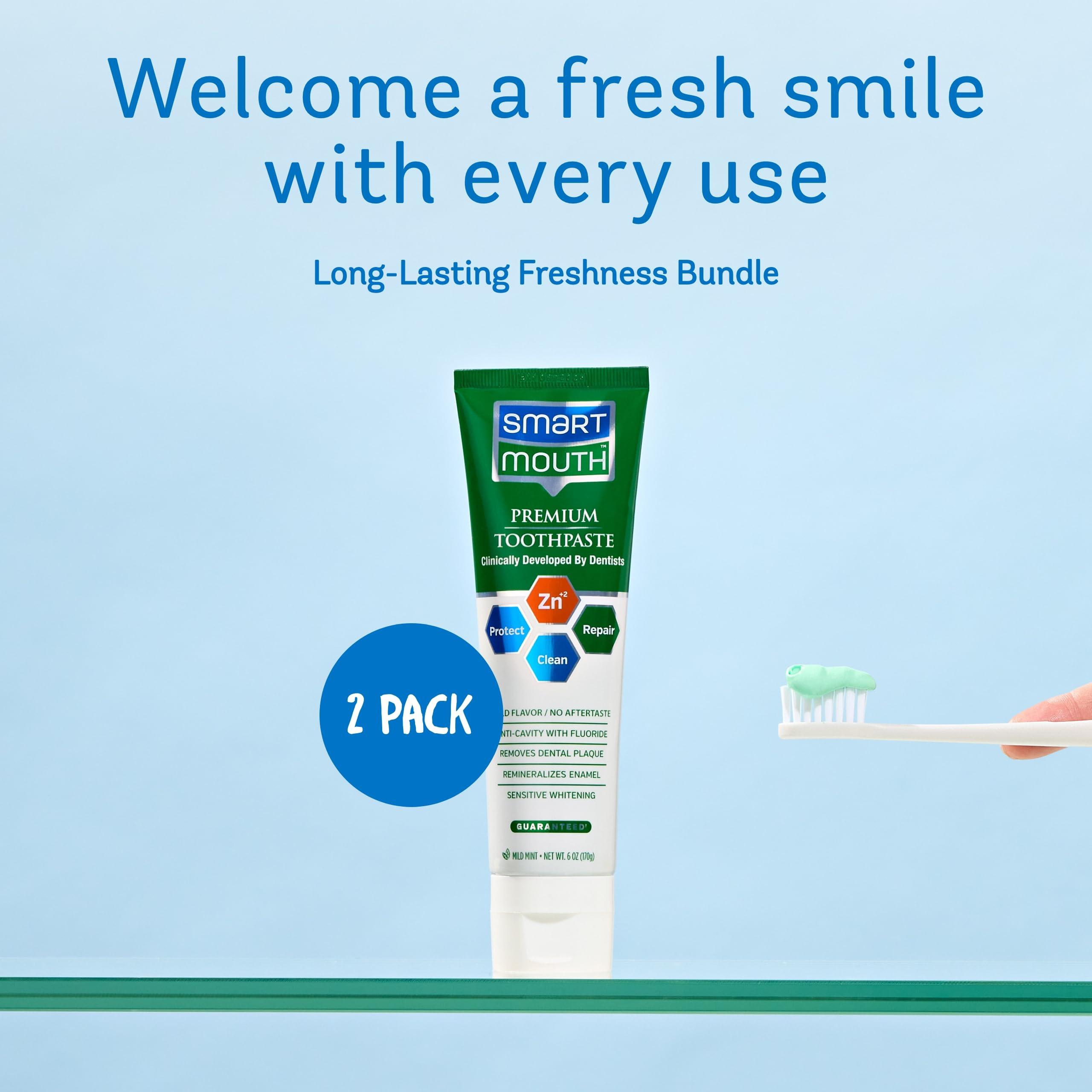 SmartMouth Premium Zinc Ion Toothpaste - Whitening - with Fluoride - Refreshing, Anti-Cavity Toothpaste for Adults - Strengthens Enamel - Mild Mint Flavor, 6 oz (2 Pack) - Image 3