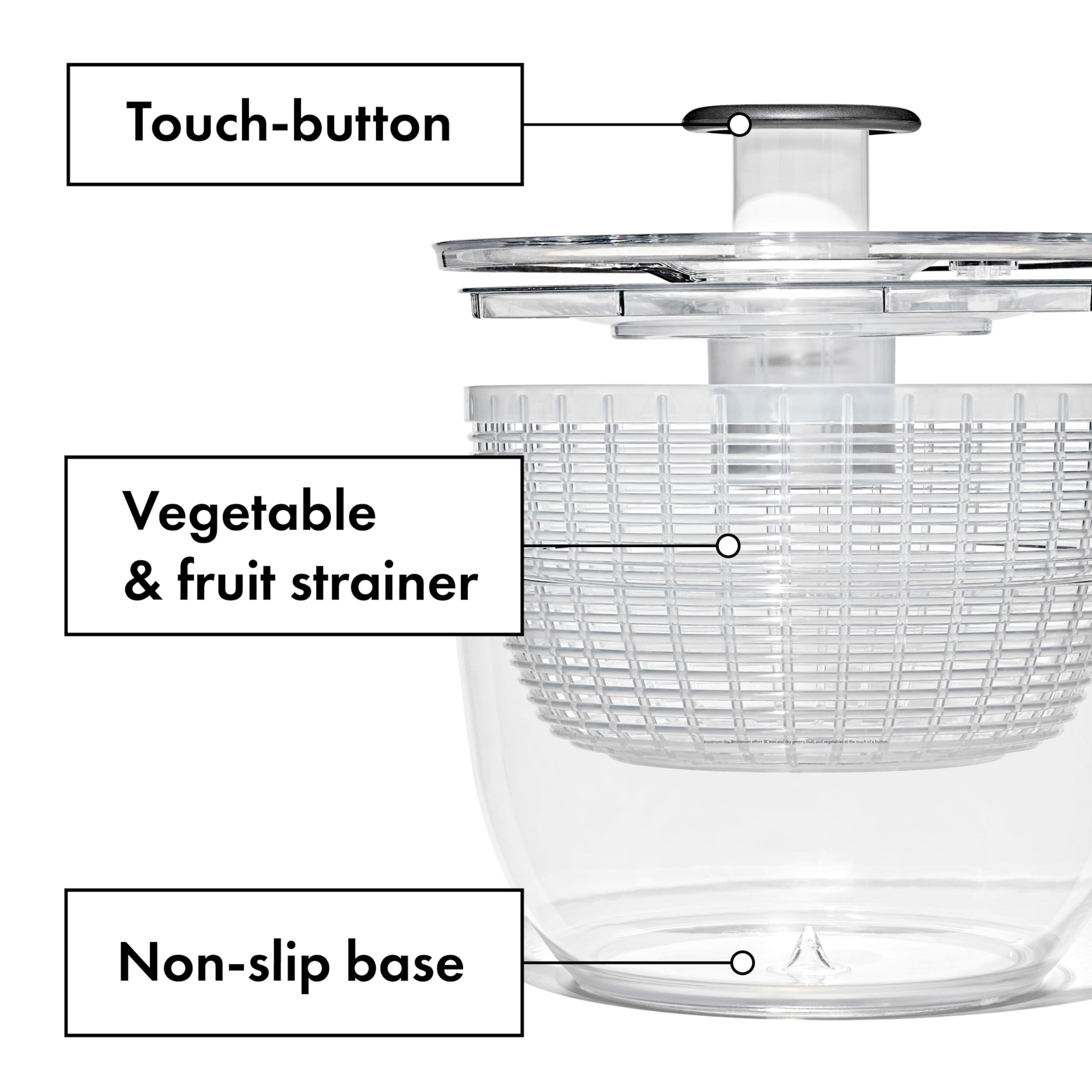 OXO Good Grips Salad Spinner | Lettuce Spinner | Fruit Washer | Fruit Washing Bowl with Strainer | Vegetable Cleaner | Salad Cleaner | Lettuce Washer | 6.22 Quart Capacity - Image 8